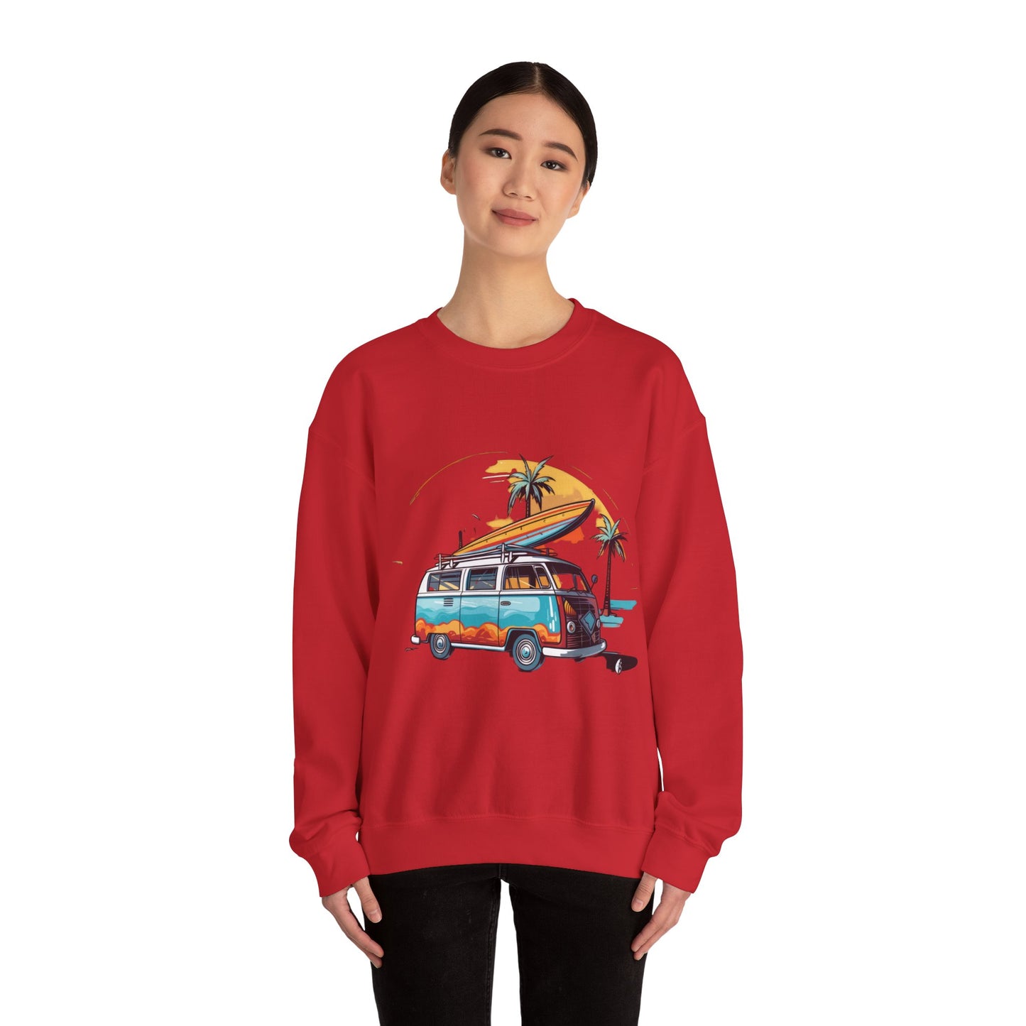 Retro Surf Van - Unisex Heavy Blend™ Crewneck Sweatshirt