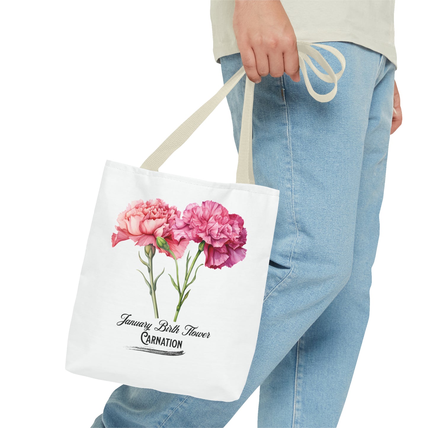 January Birth Flower: Carnation - Tote Bag (AOP)