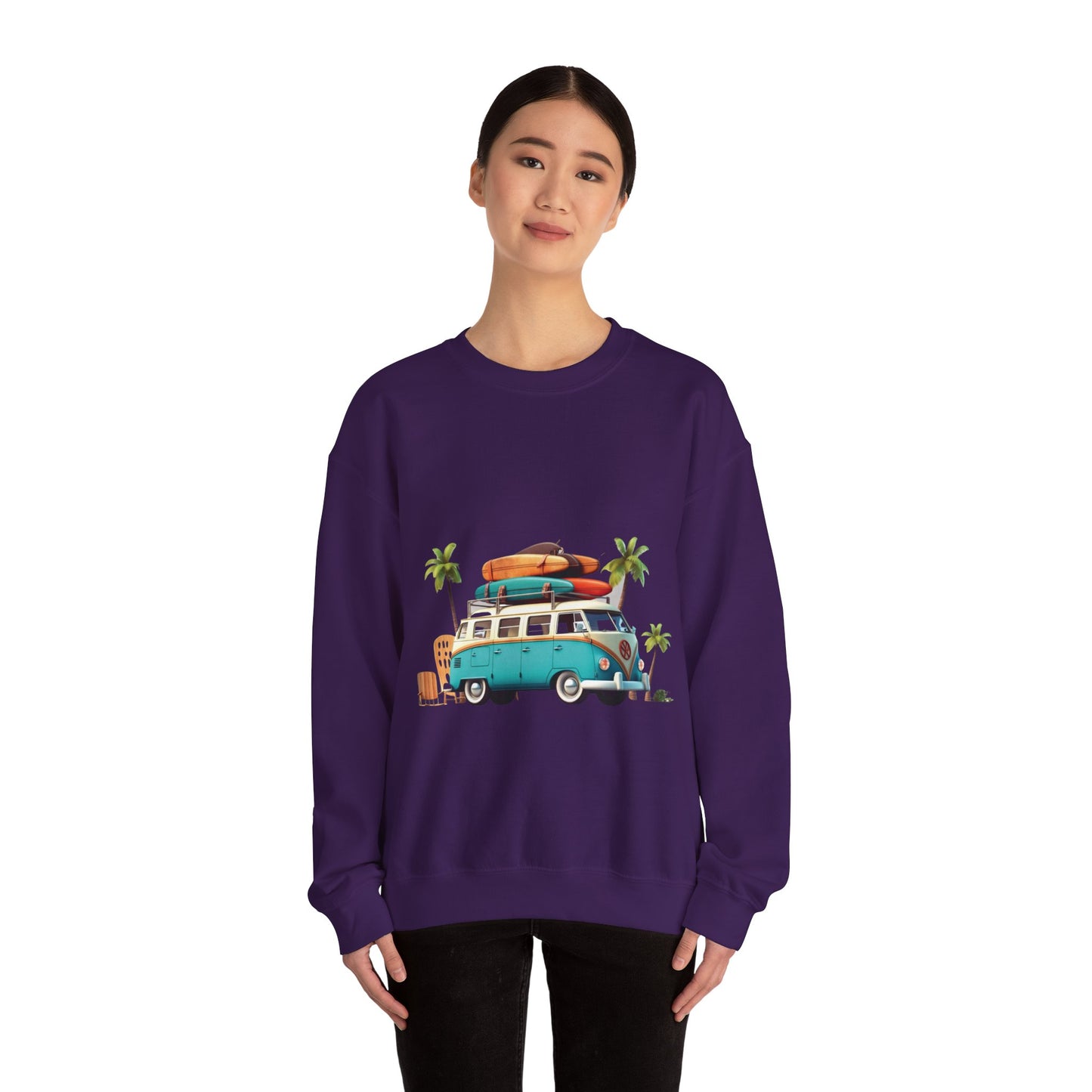 Retro Surf Van - Unisex Heavy Blend™ Crewneck Sweatshirt