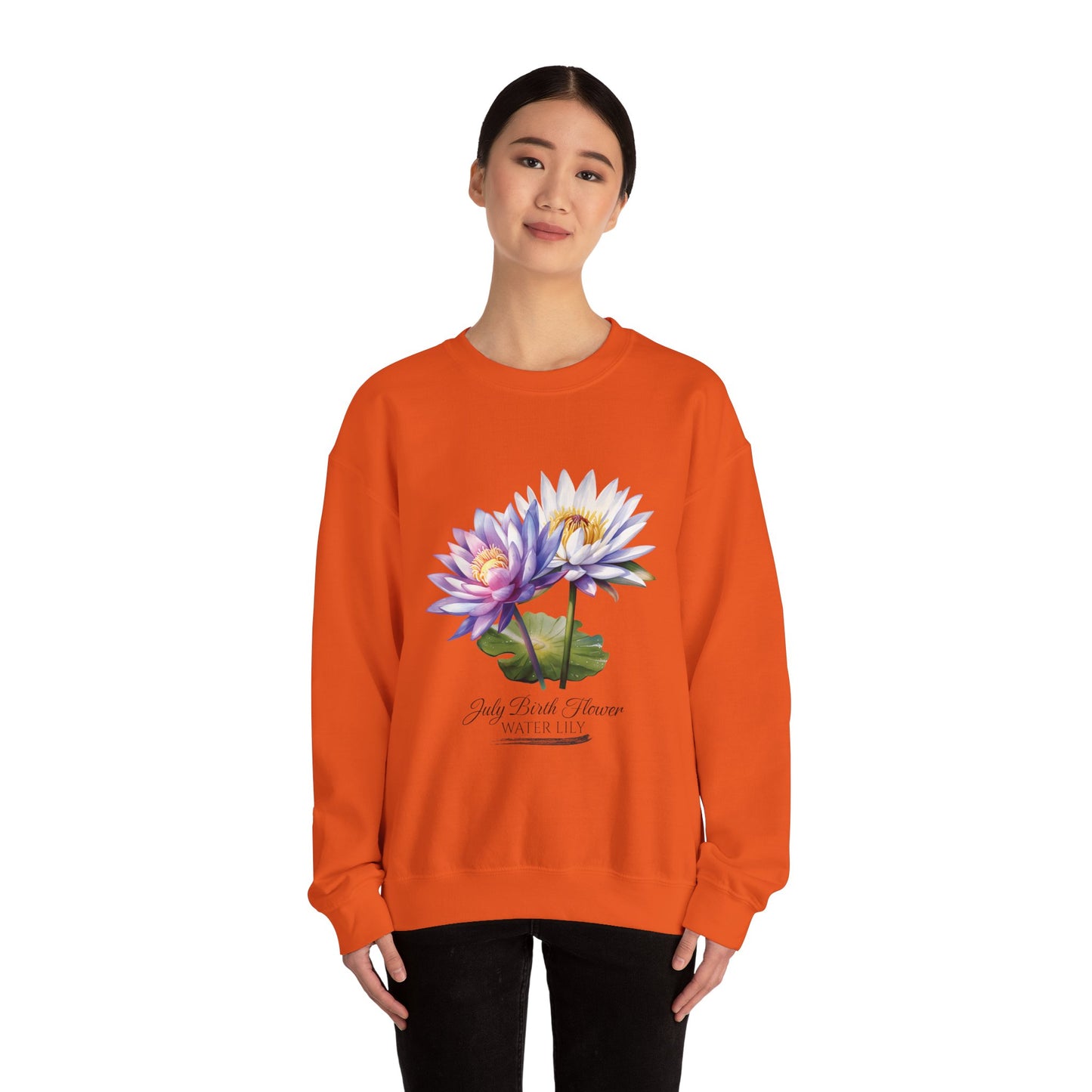 July Birth Flower (Water Lily) - Unisex Heavy Blend™ Crewneck Sweatshirt