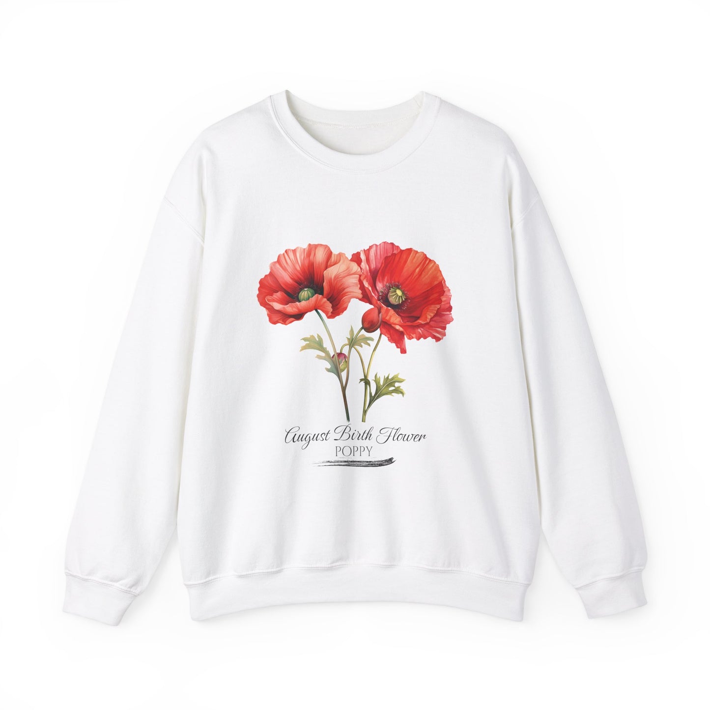 August Birth Flower (Poppy) - Unisex Heavy Blend™ Crewneck Sweatshirt