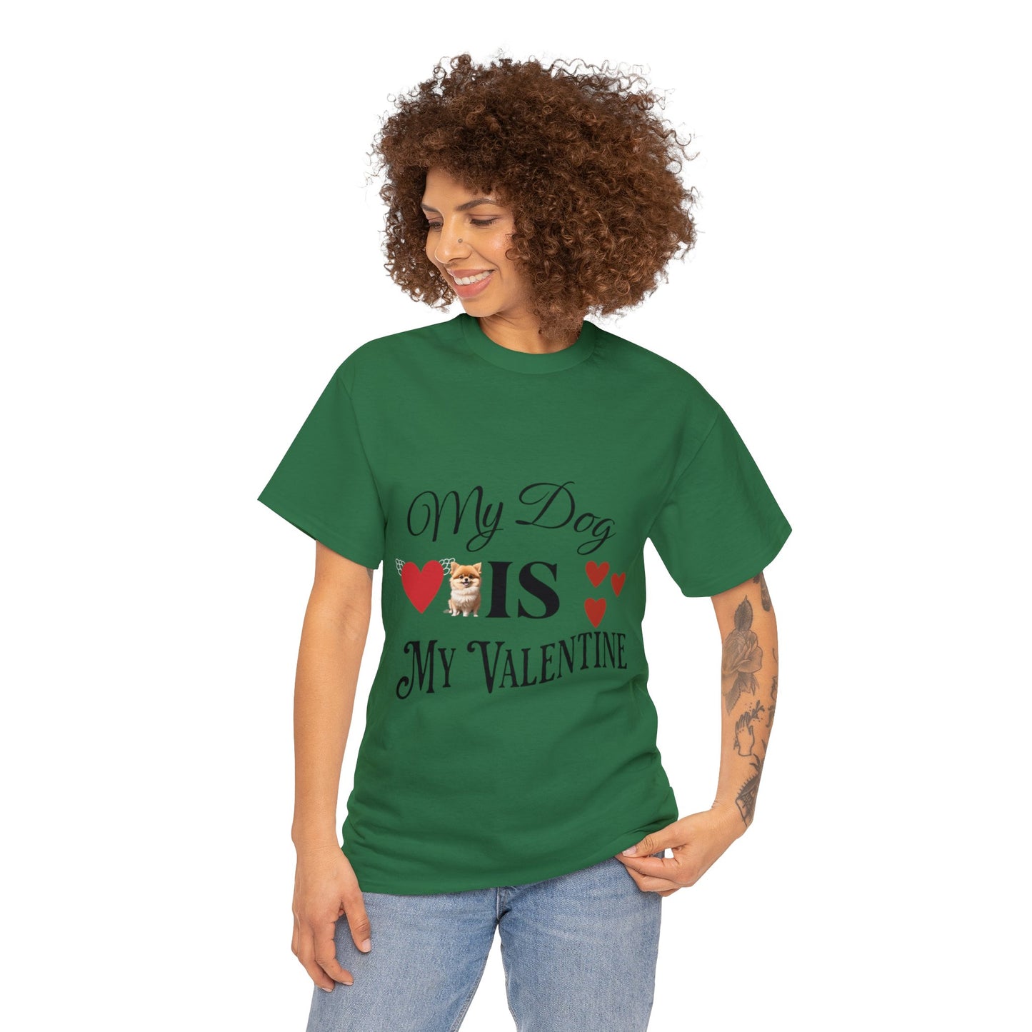 My dog is my valentine - Unisex Heavy Cotton Tee