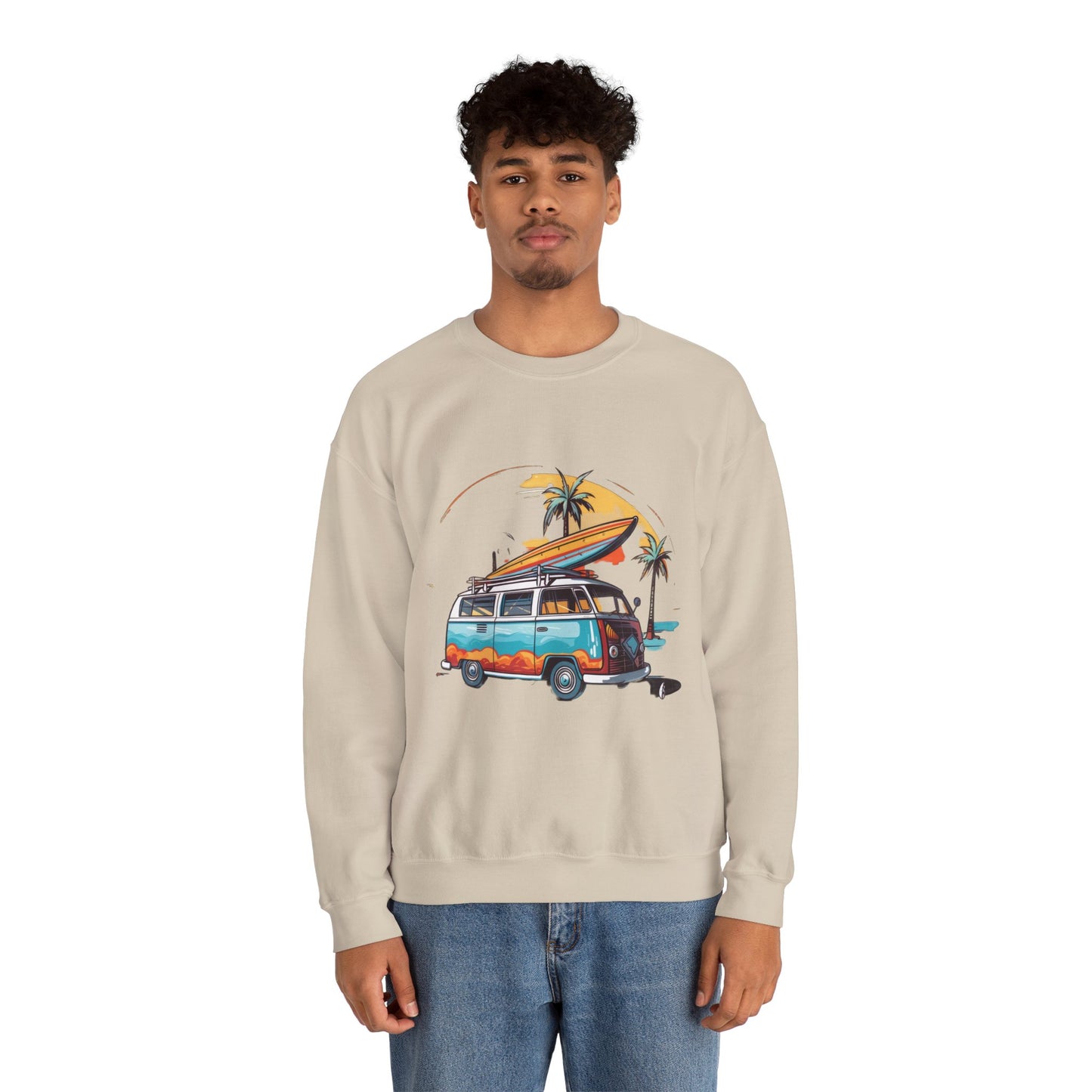 Retro Surf Van - Unisex Heavy Blend™ Crewneck Sweatshirt