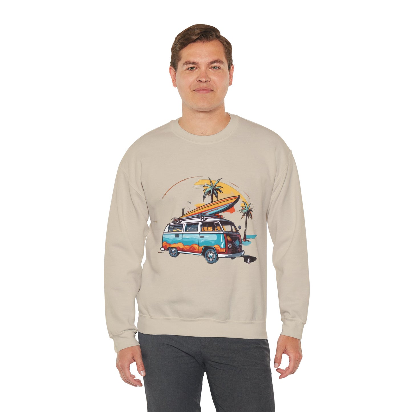 Retro Surf Van - Unisex Heavy Blend™ Crewneck Sweatshirt