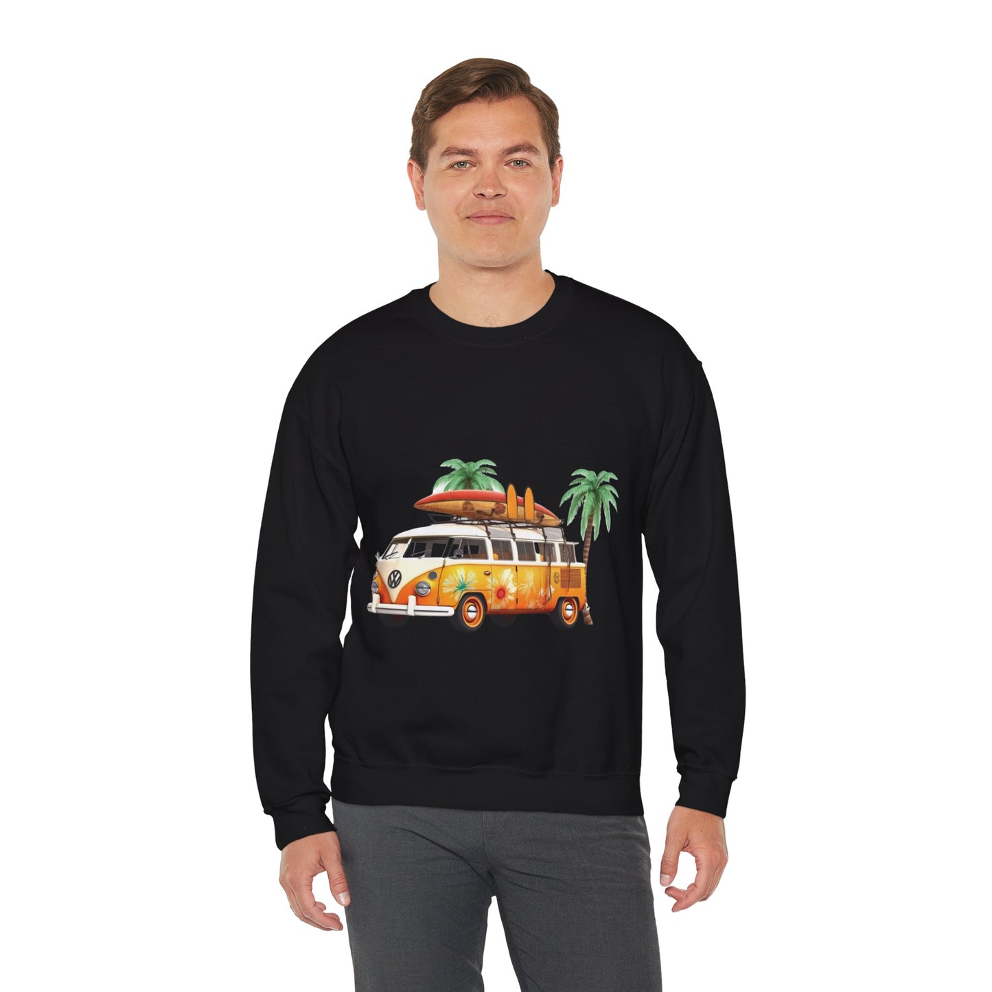 Retro Surf Van - Unisex Heavy Blend™ Crewneck Sweatshirt