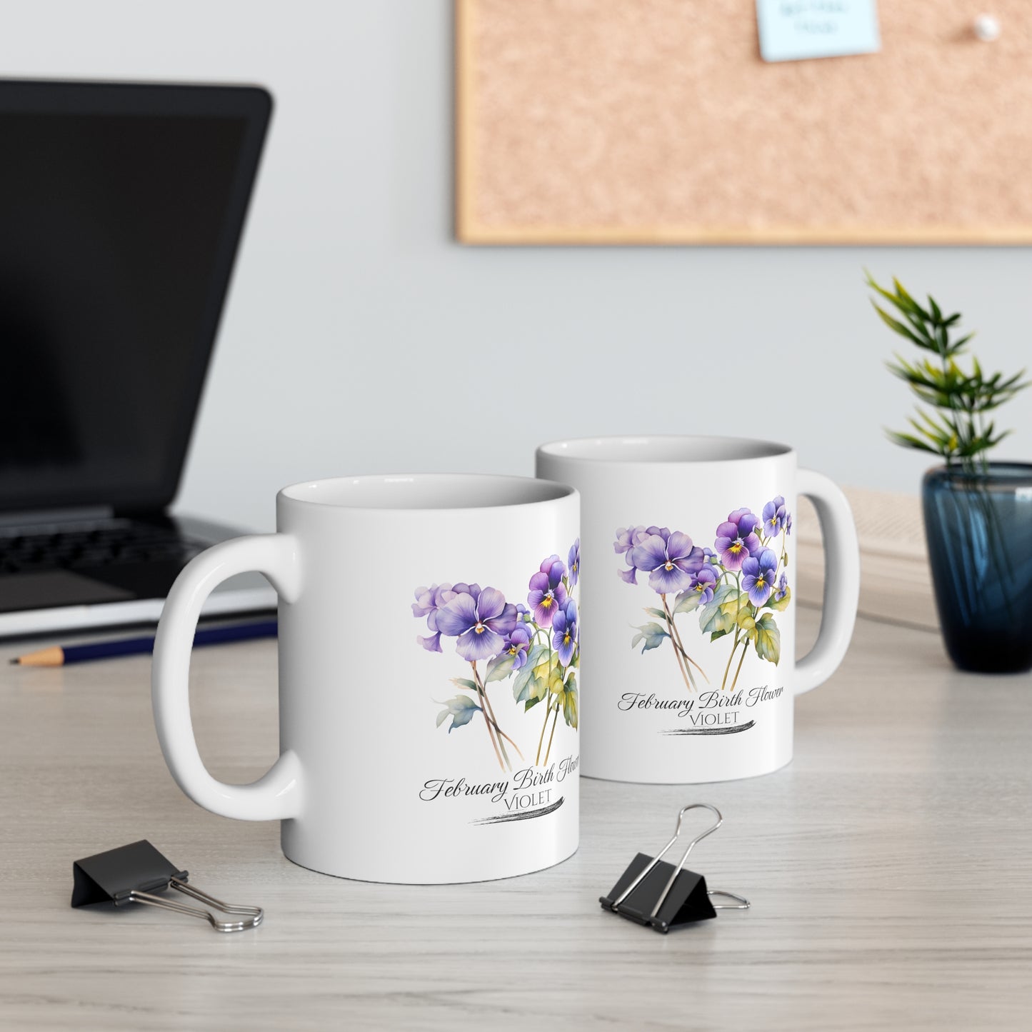 February Birth Flower (Violet): Ceramic Mug 11oz