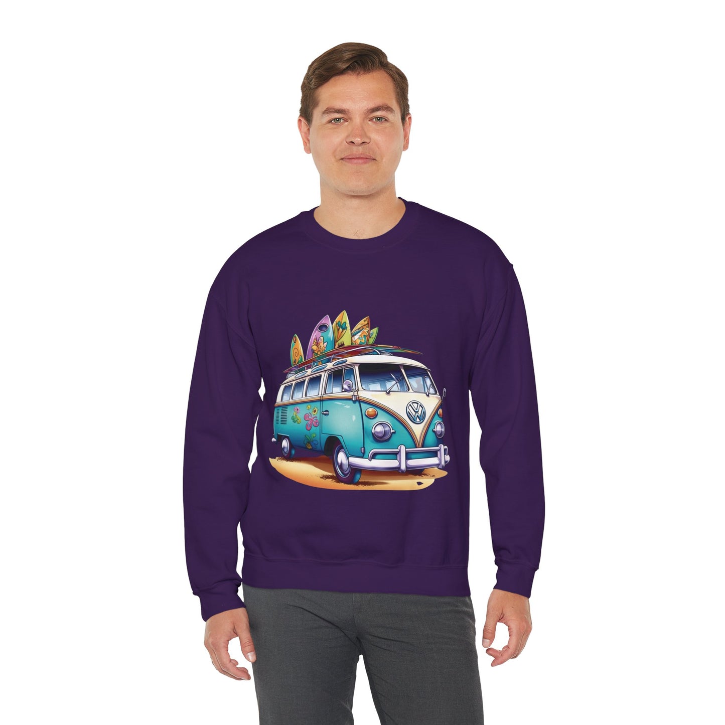 Retro Surf Van - Unisex Heavy Blend™ Crewneck Sweatshirt