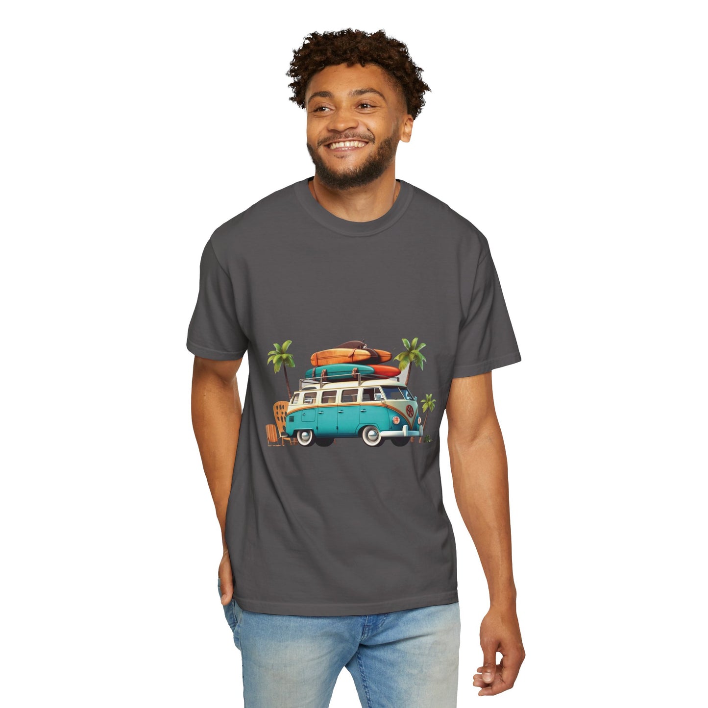 Retro Surf Van: Unisex Garment-Dyed T-shirt