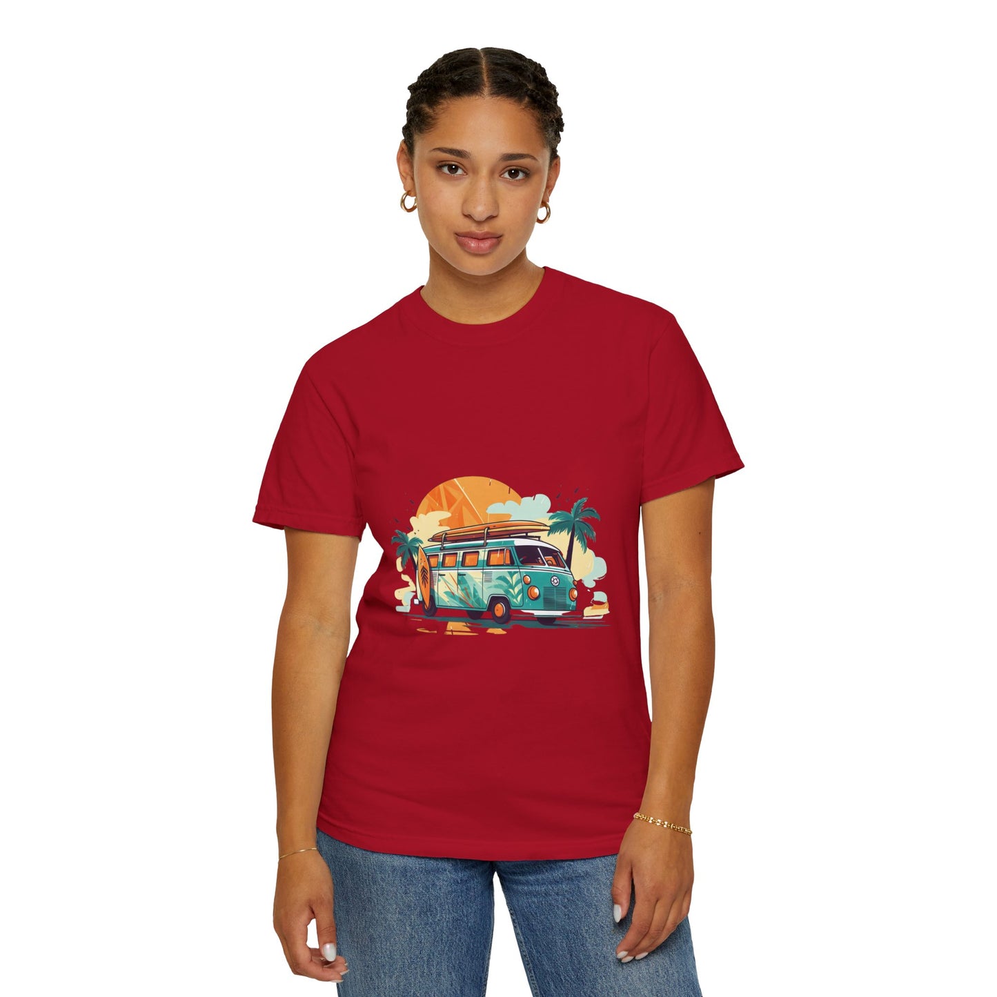 Retro Surf Van: Unisex Garment-Dyed T-shirt