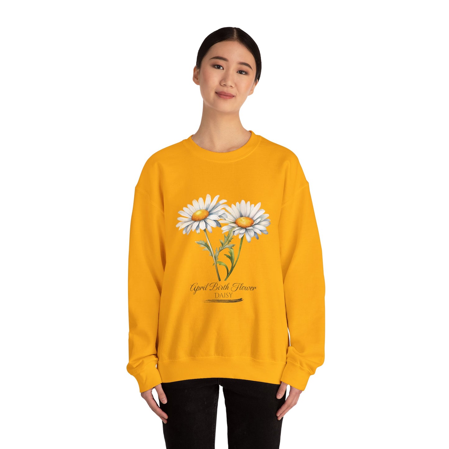 April Birth Flower (Daisy) - Unisex Heavy Blend™ Crewneck Sweatshirt