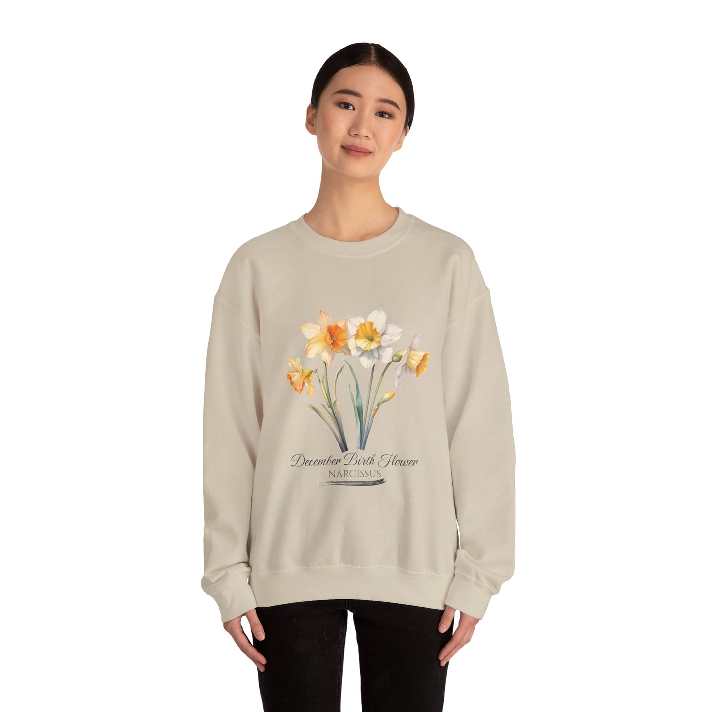 December Birth Flower (Narcisus) - Unisex Heavy Blend™ Crewneck Sweatshirt