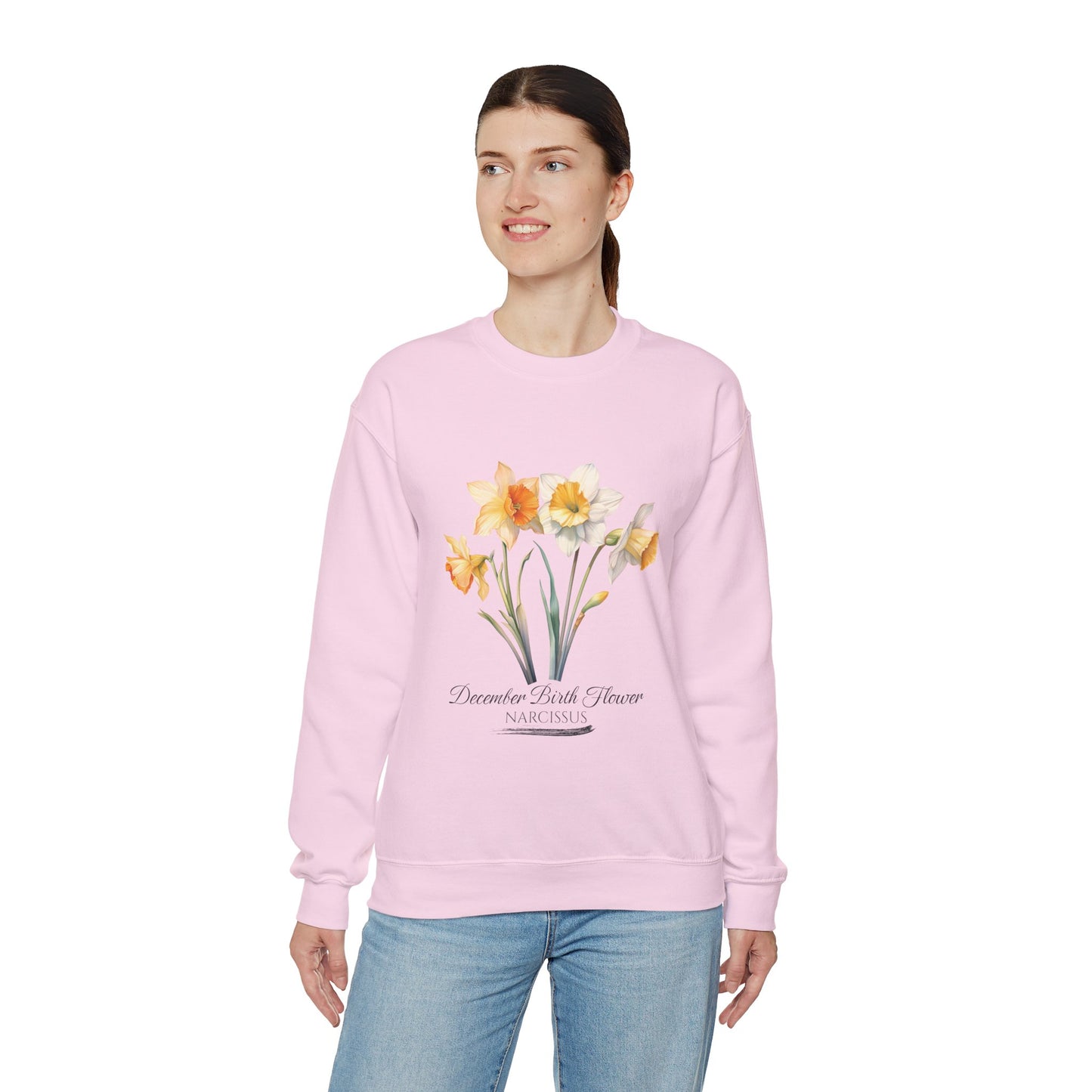 December Birth Flower (Narcisus) - Unisex Heavy Blend™ Crewneck Sweatshirt