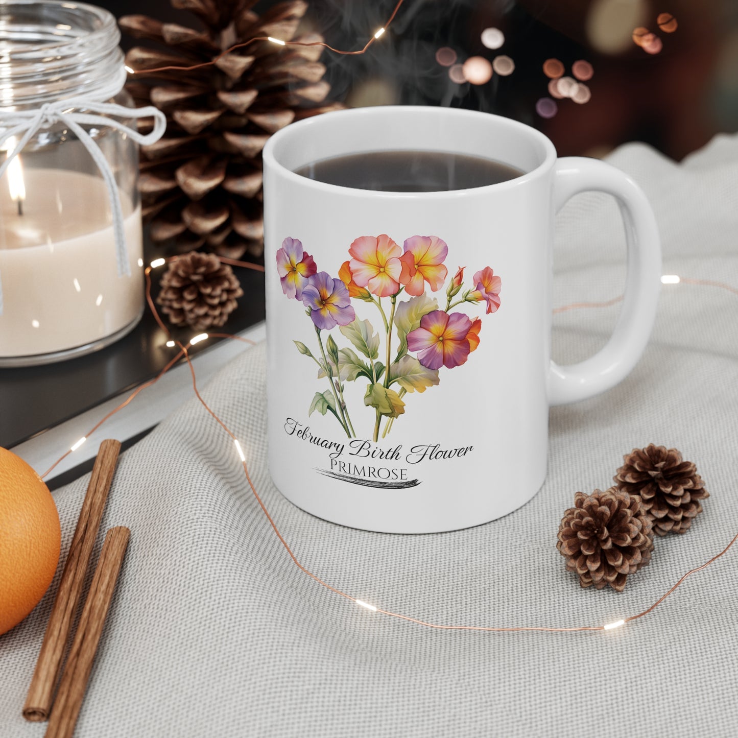 February Birth Flower (Primrose): Ceramic Mug 11oz