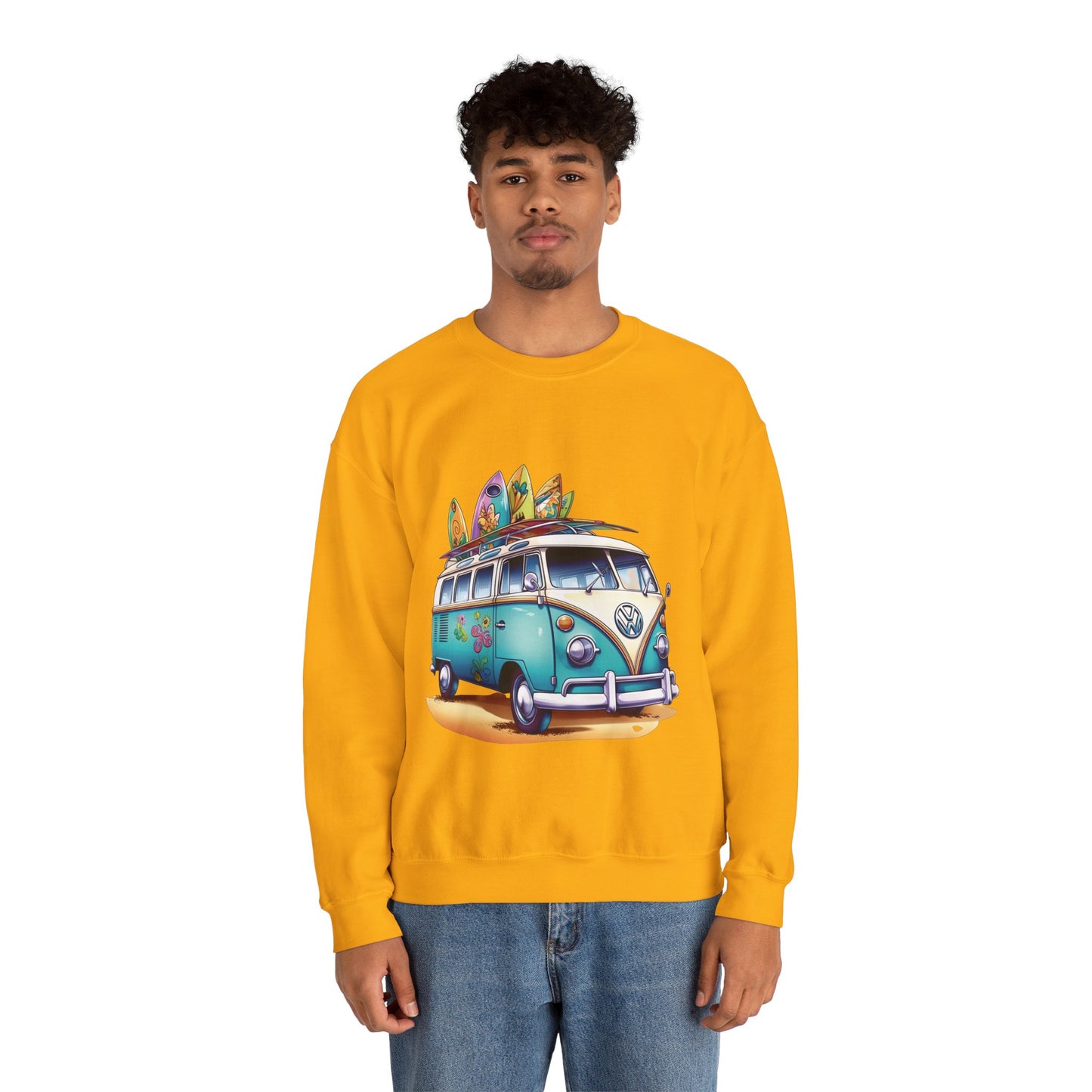 Retro Surf Van - Unisex Heavy Blend™ Crewneck Sweatshirt