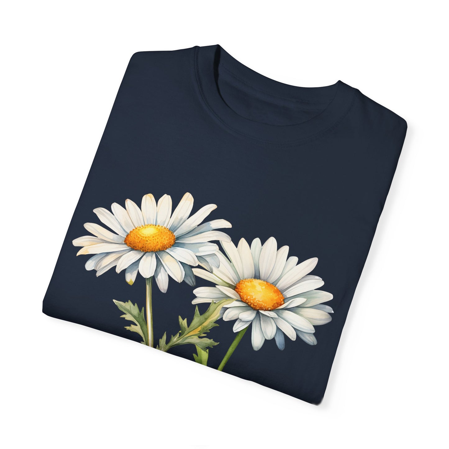 April Birth Flower "Daisy" (For Print on Dark Fabric) - Unisex Garment-Dyed T-shirt