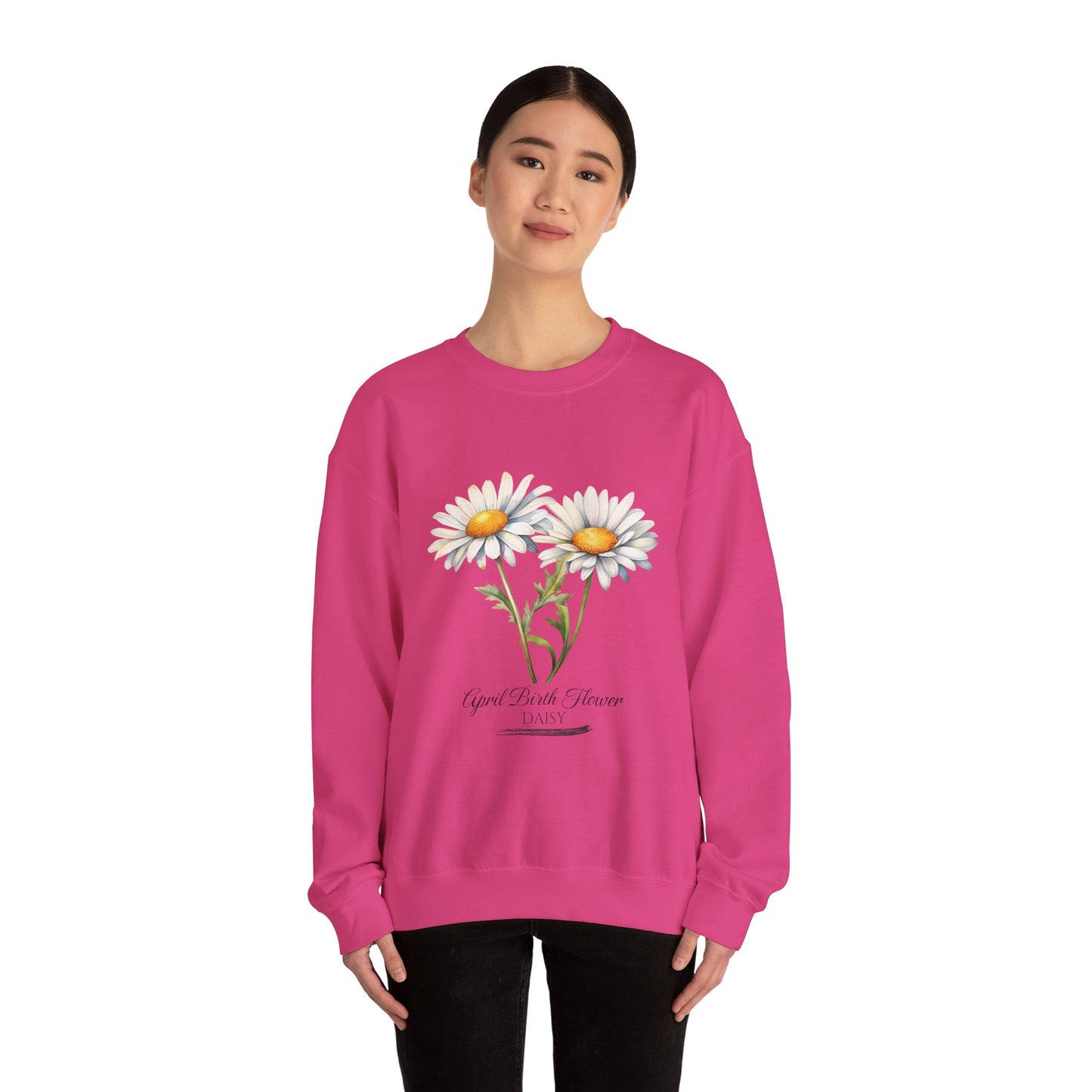 April Birth Flower (Daisy) - Unisex Heavy Blend™ Crewneck Sweatshirt