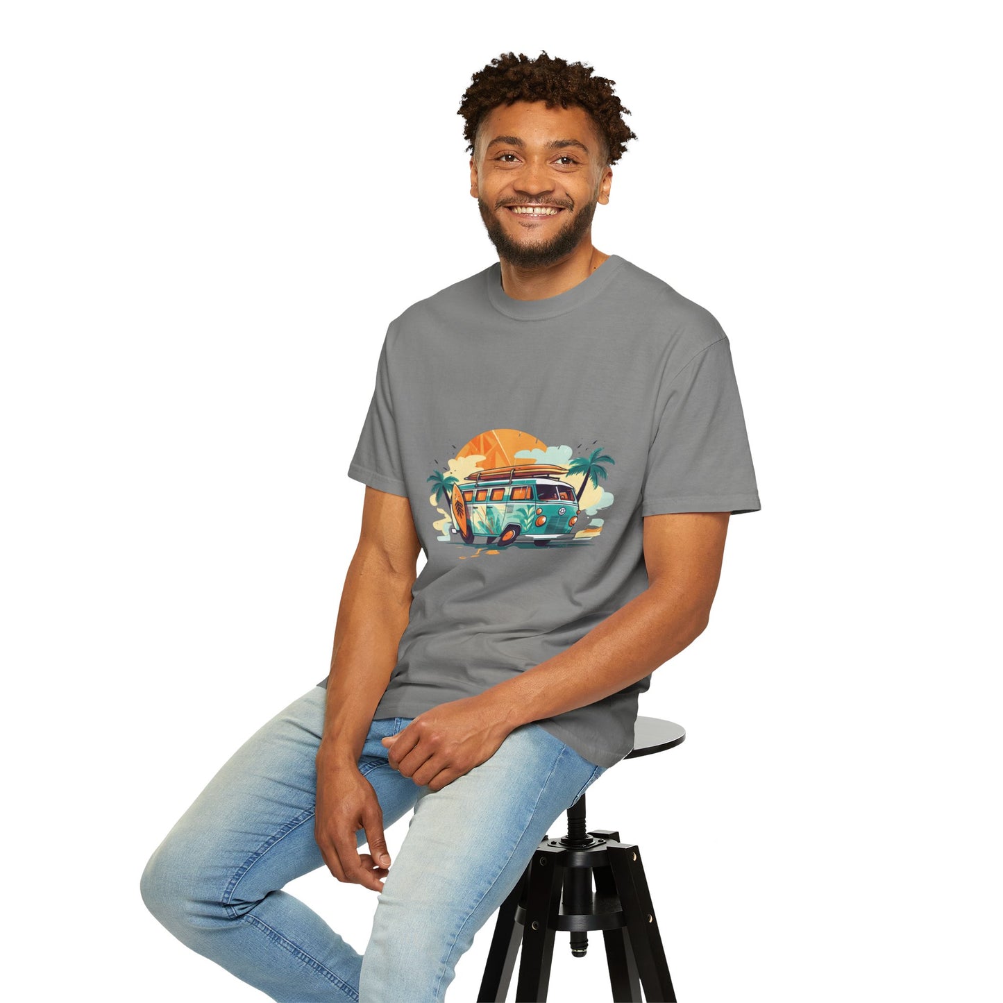 Retro Surf Van: Unisex Garment-Dyed T-shirt