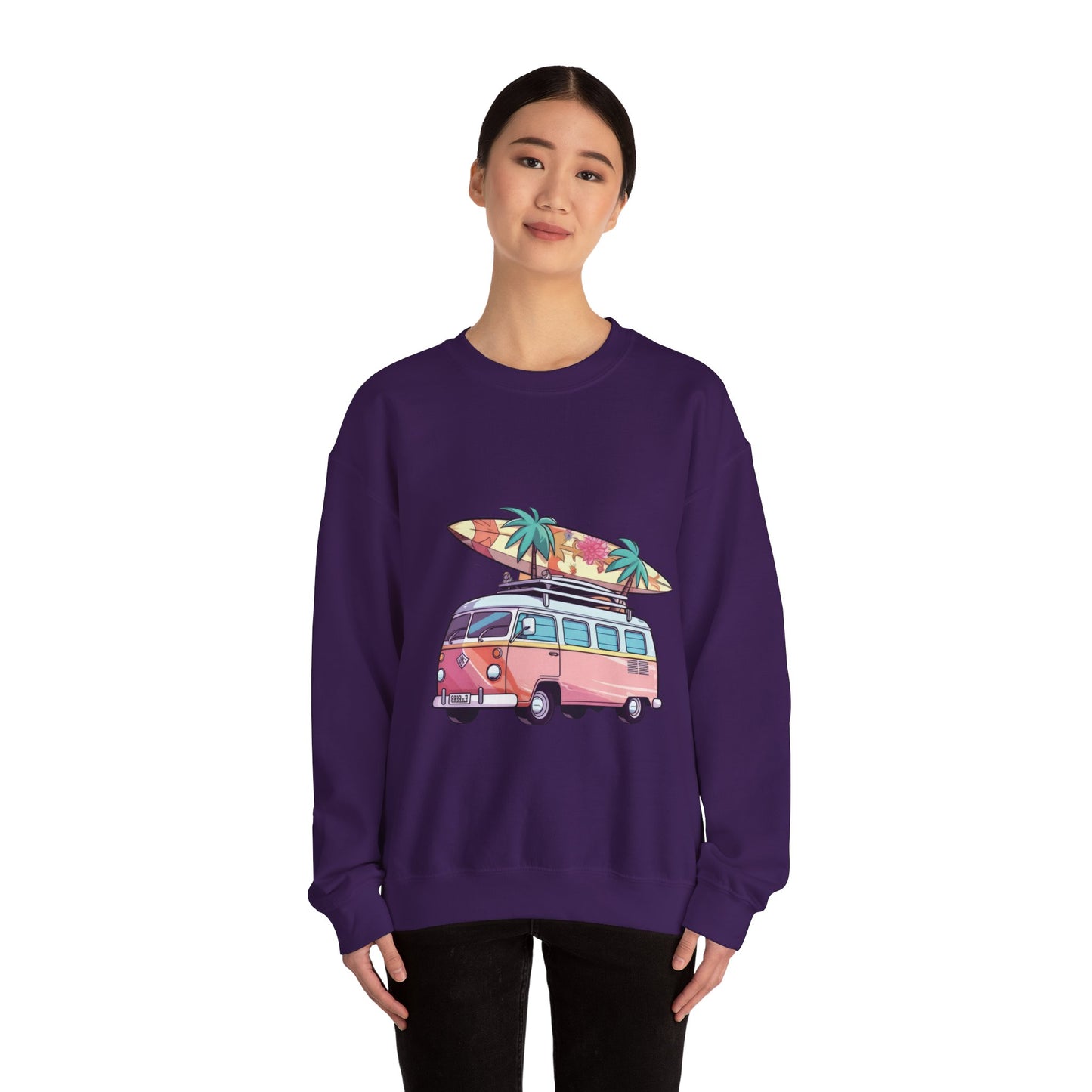 Retro Surf Van - Unisex Heavy Blend™ Crewneck Sweatshirt