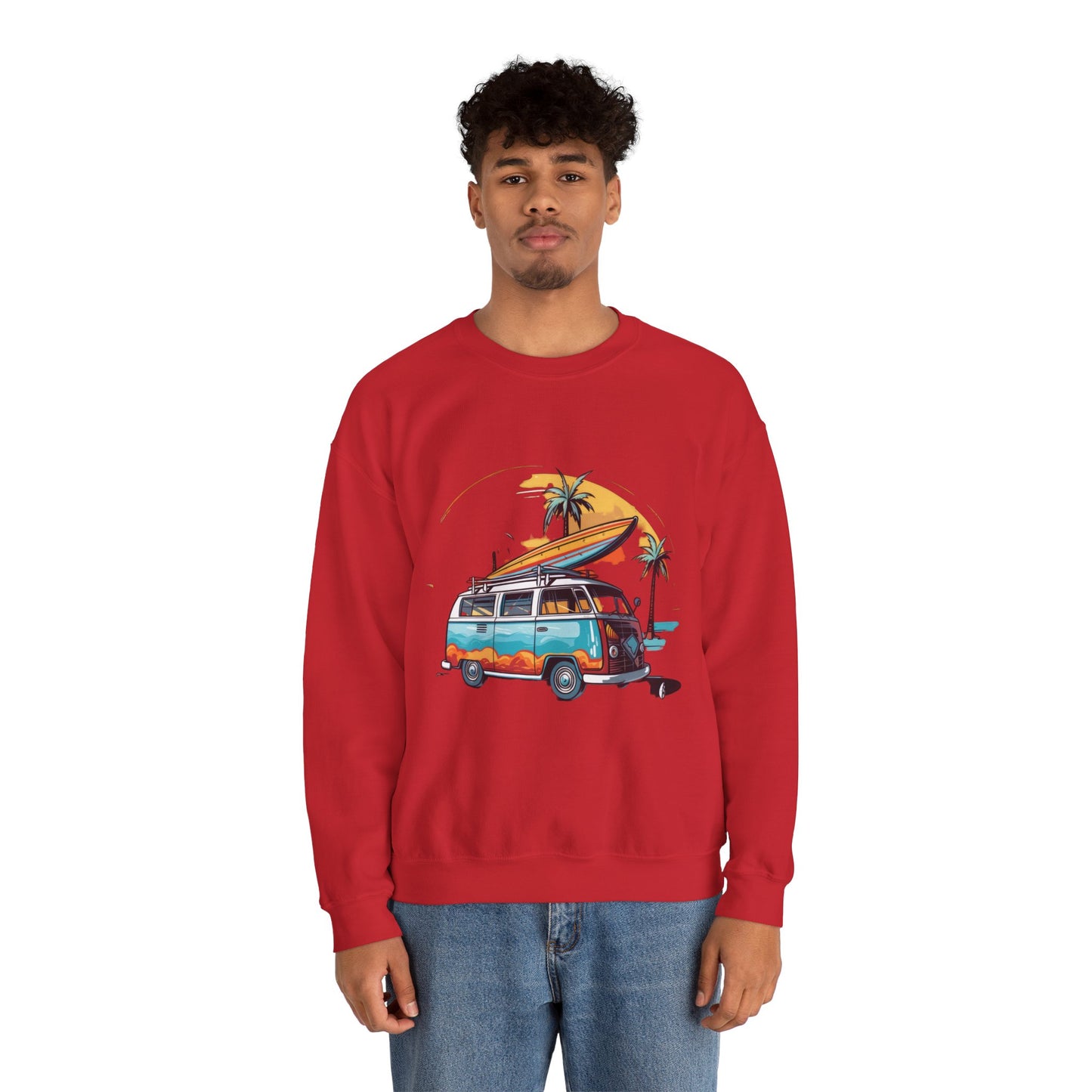 Retro Surf Van - Unisex Heavy Blend™ Crewneck Sweatshirt