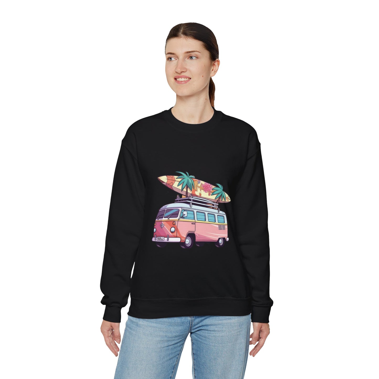 Retro Surf Van - Unisex Heavy Blend™ Crewneck Sweatshirt