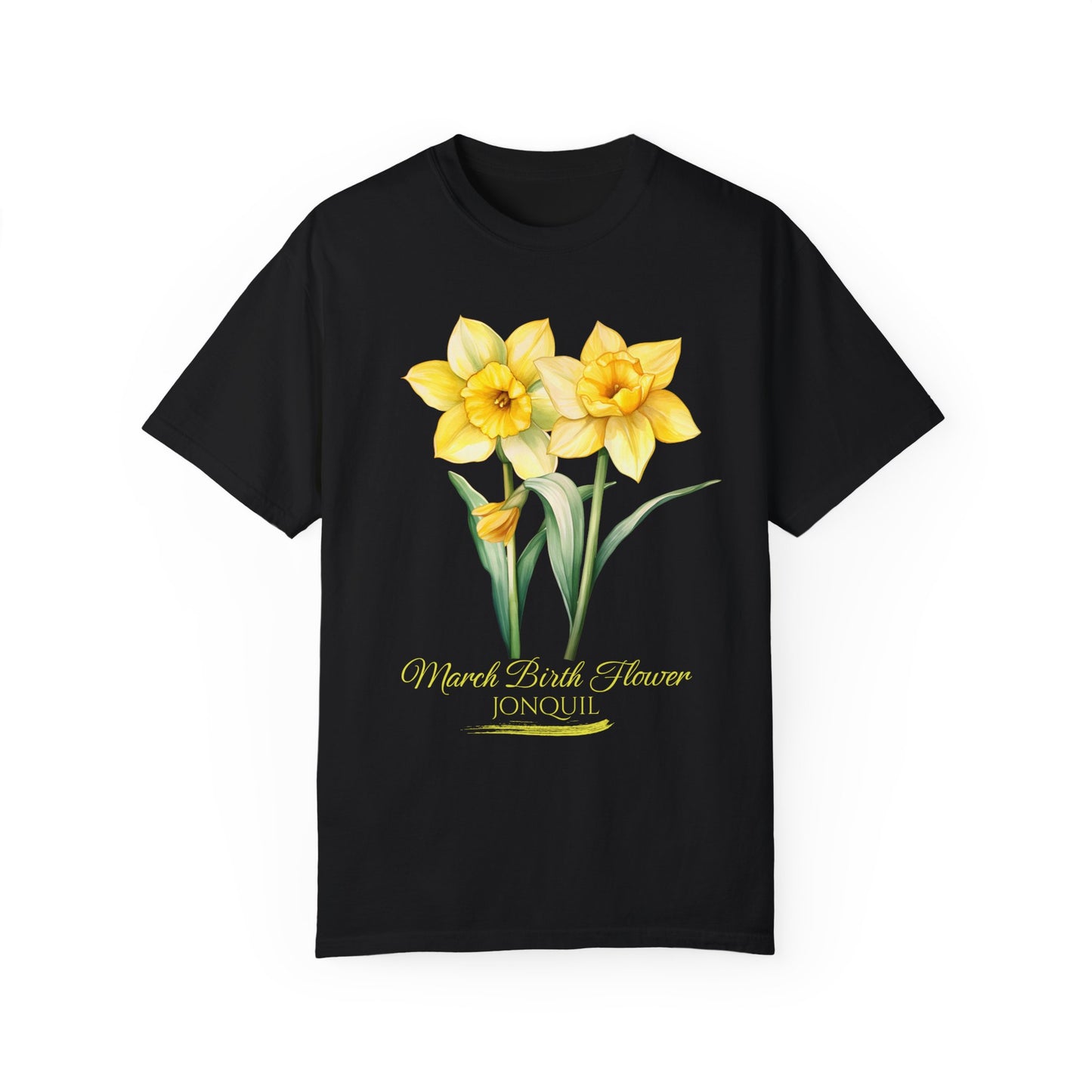 March Birth Flower "Jonquil" (For Print on Dark Fabric) - Unisex Garment-Dyed T-shirt