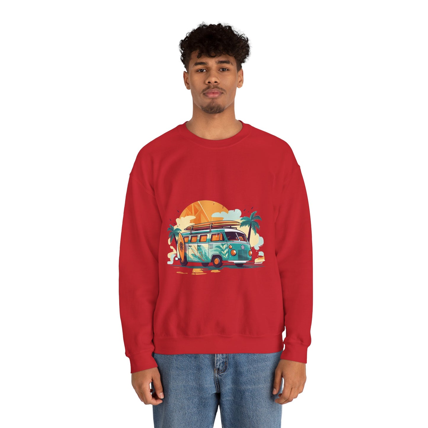 Retro Surf Van - Unisex Heavy Blend™ Crewneck Sweatshirt