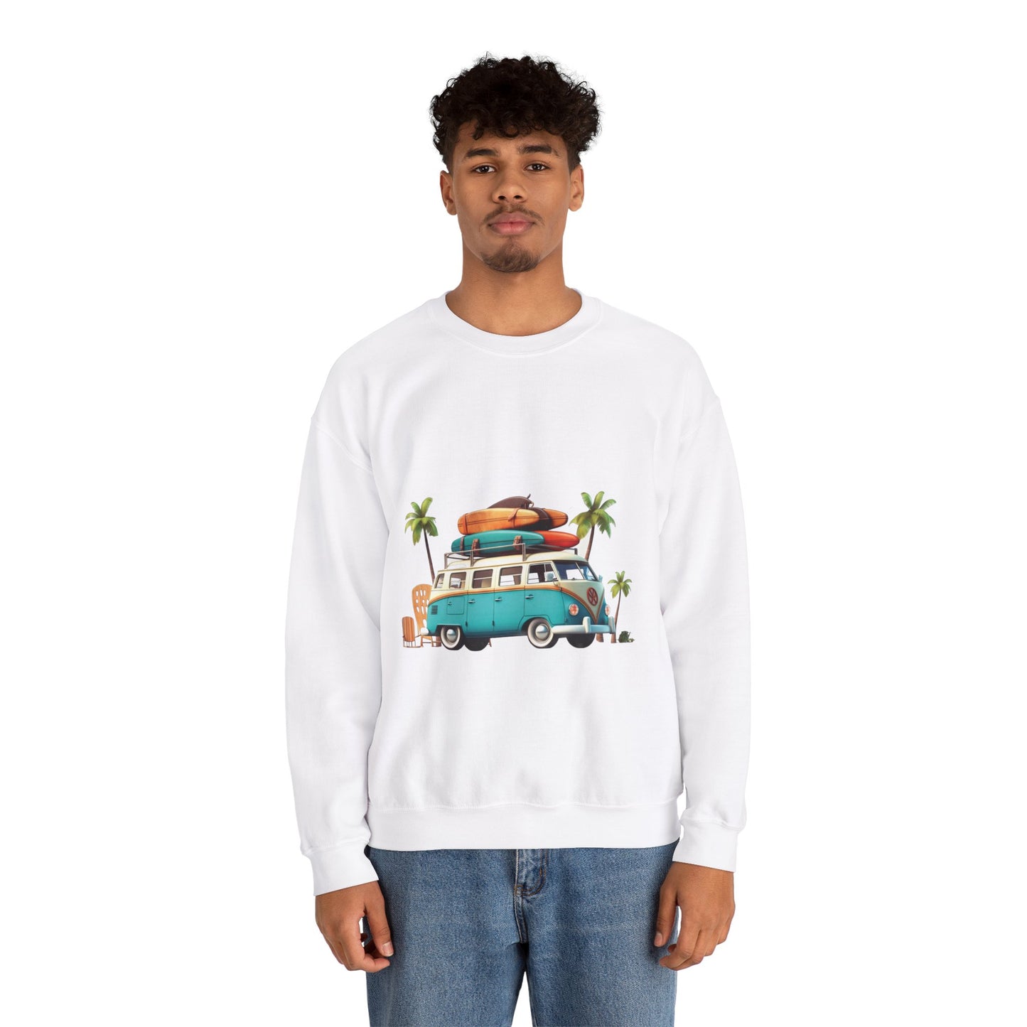 Retro Surf Van - Unisex Heavy Blend™ Crewneck Sweatshirt