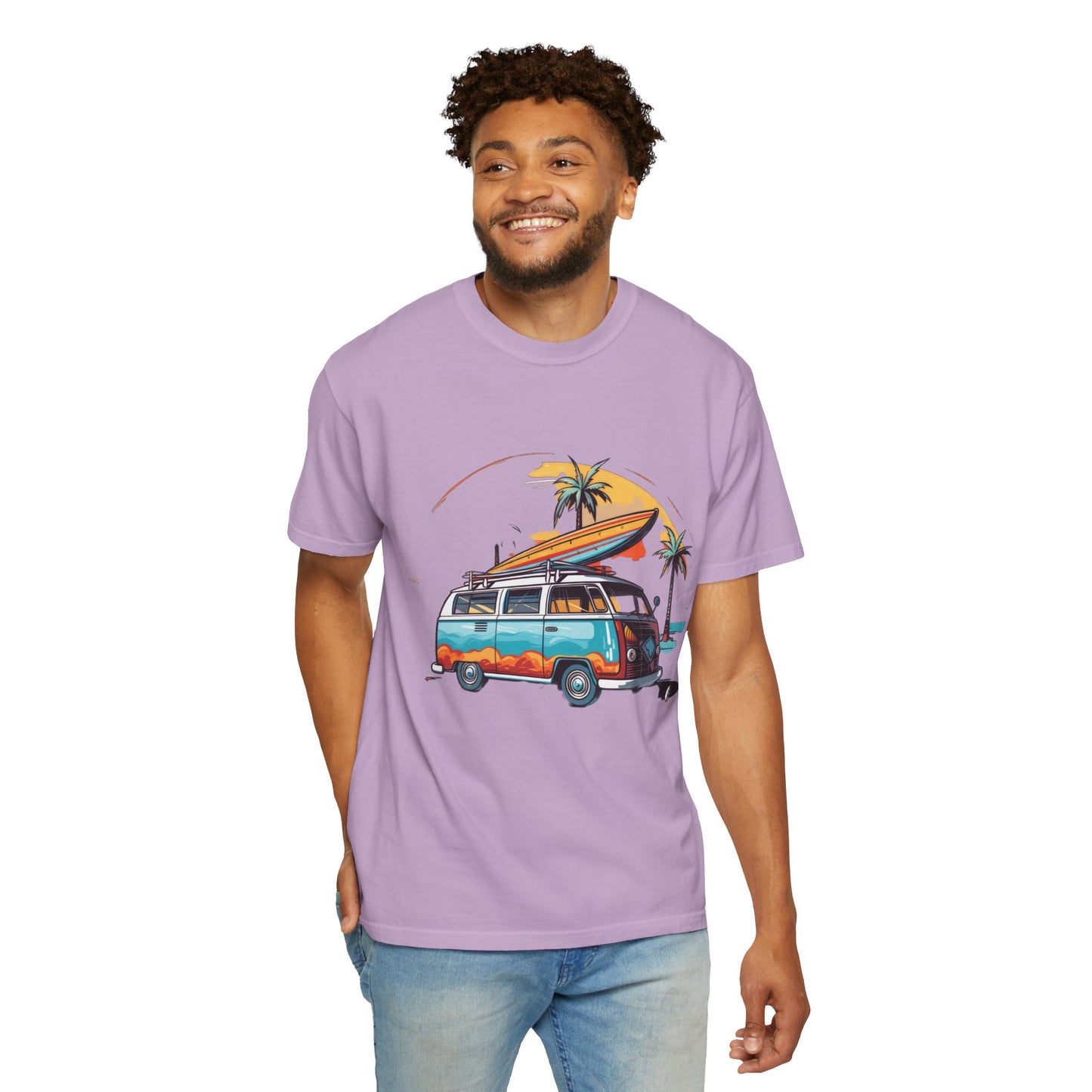 Retro Surf Van: Unisex Garment-Dyed T-shirt