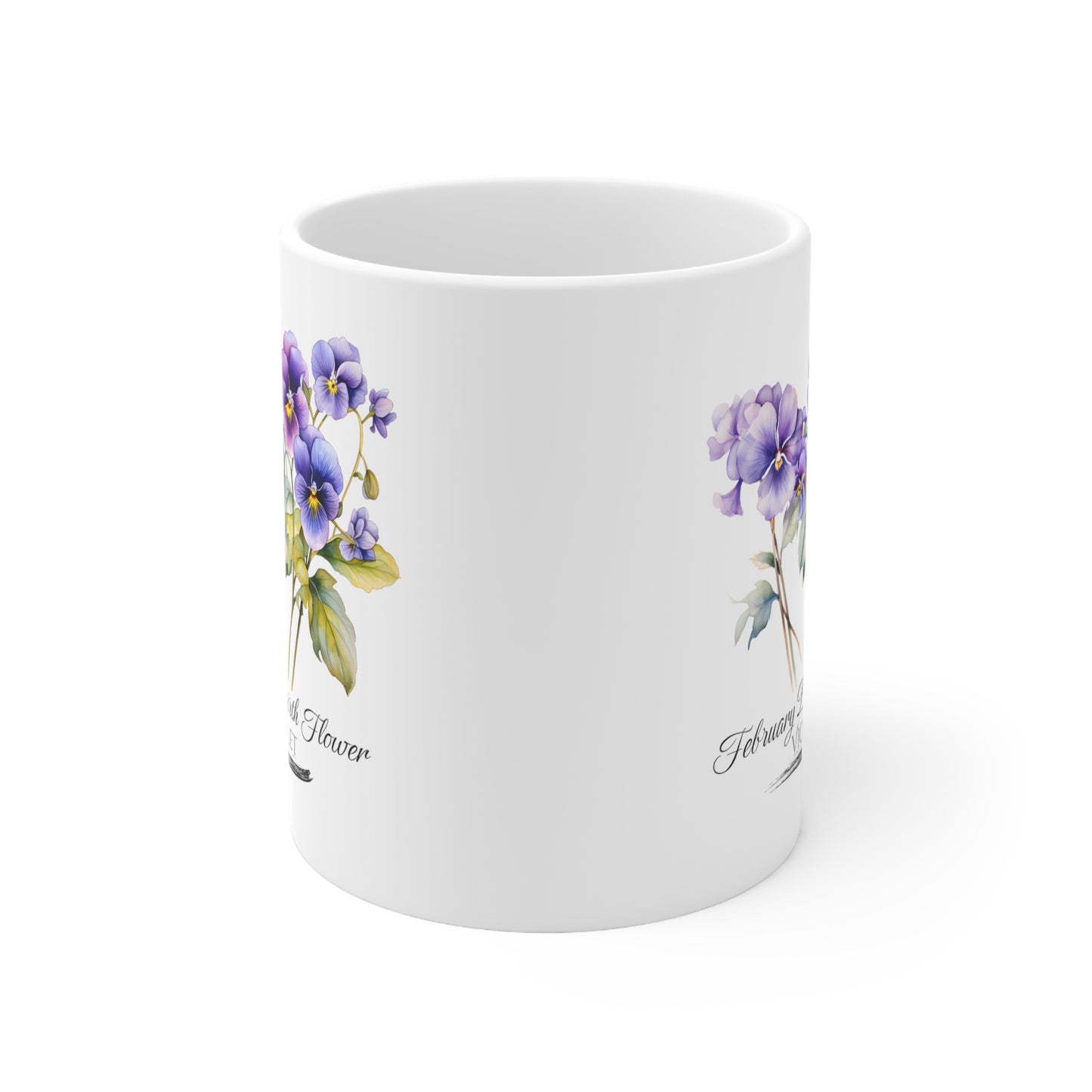 February Birth Flower (Violet): Ceramic Mug 11oz