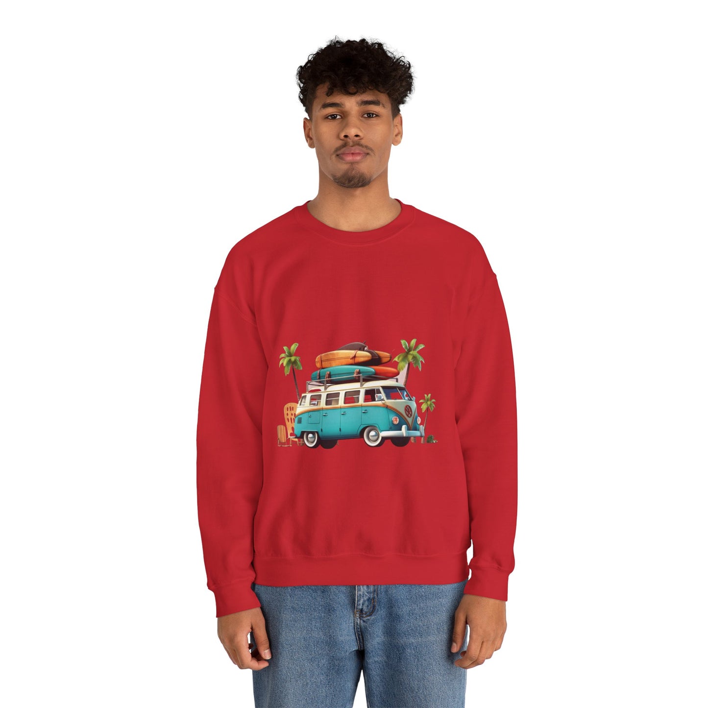 Retro Surf Van - Unisex Heavy Blend™ Crewneck Sweatshirt