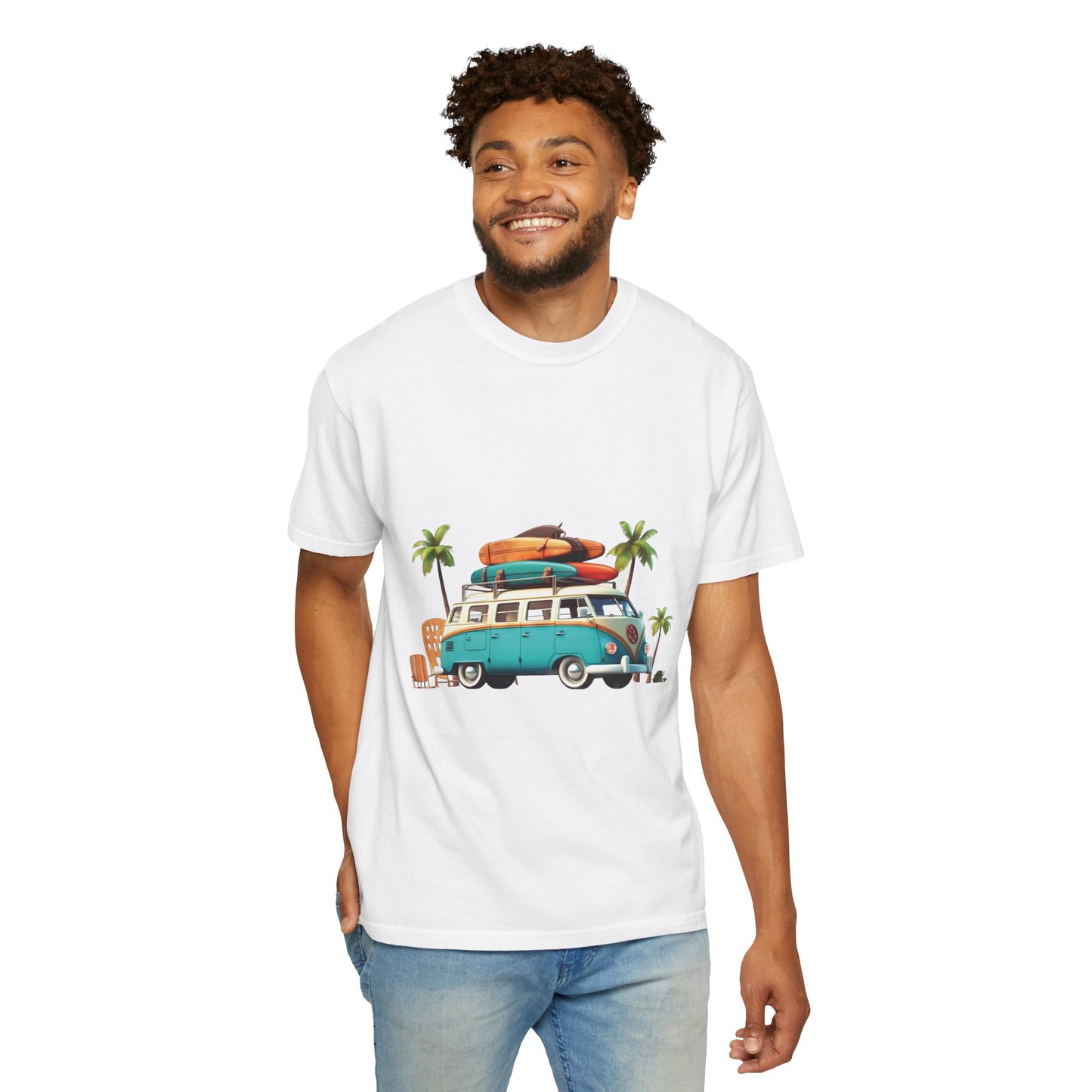 Retro Surf Van: Unisex Garment-Dyed T-shirt