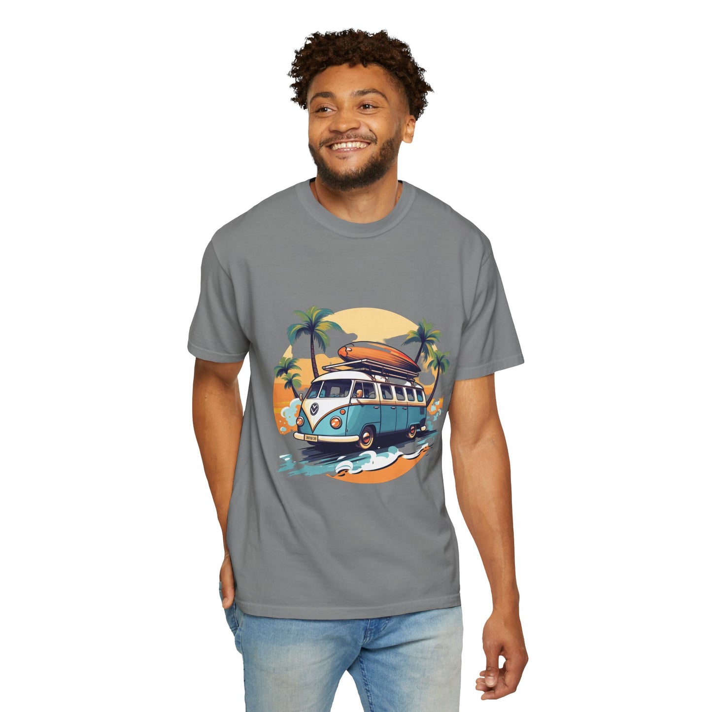 Retro Surf Van: Unisex Garment-Dyed T-shirt