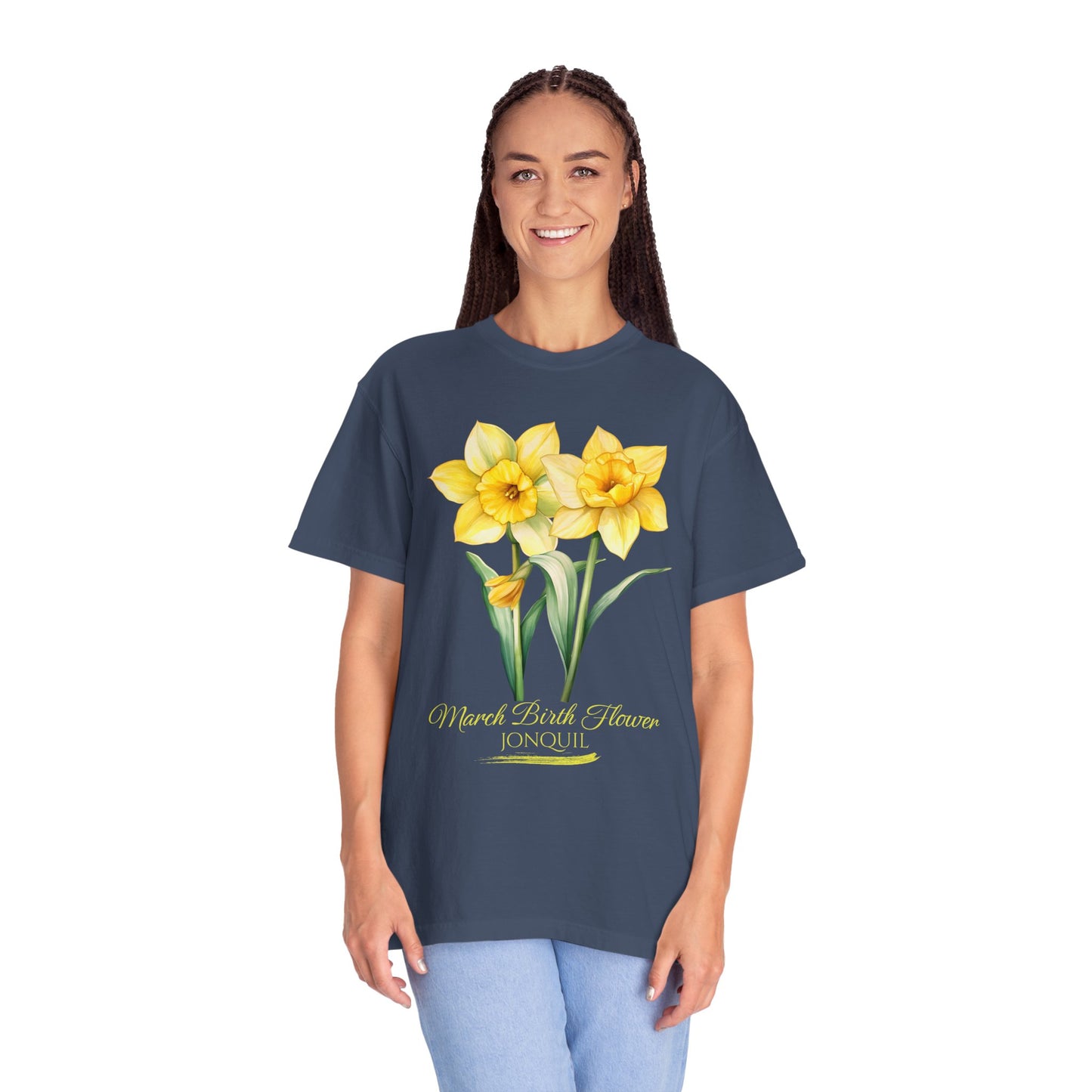 March Birth Flower "Jonquil" (For Print on Dark Fabric) - Unisex Garment-Dyed T-shirt