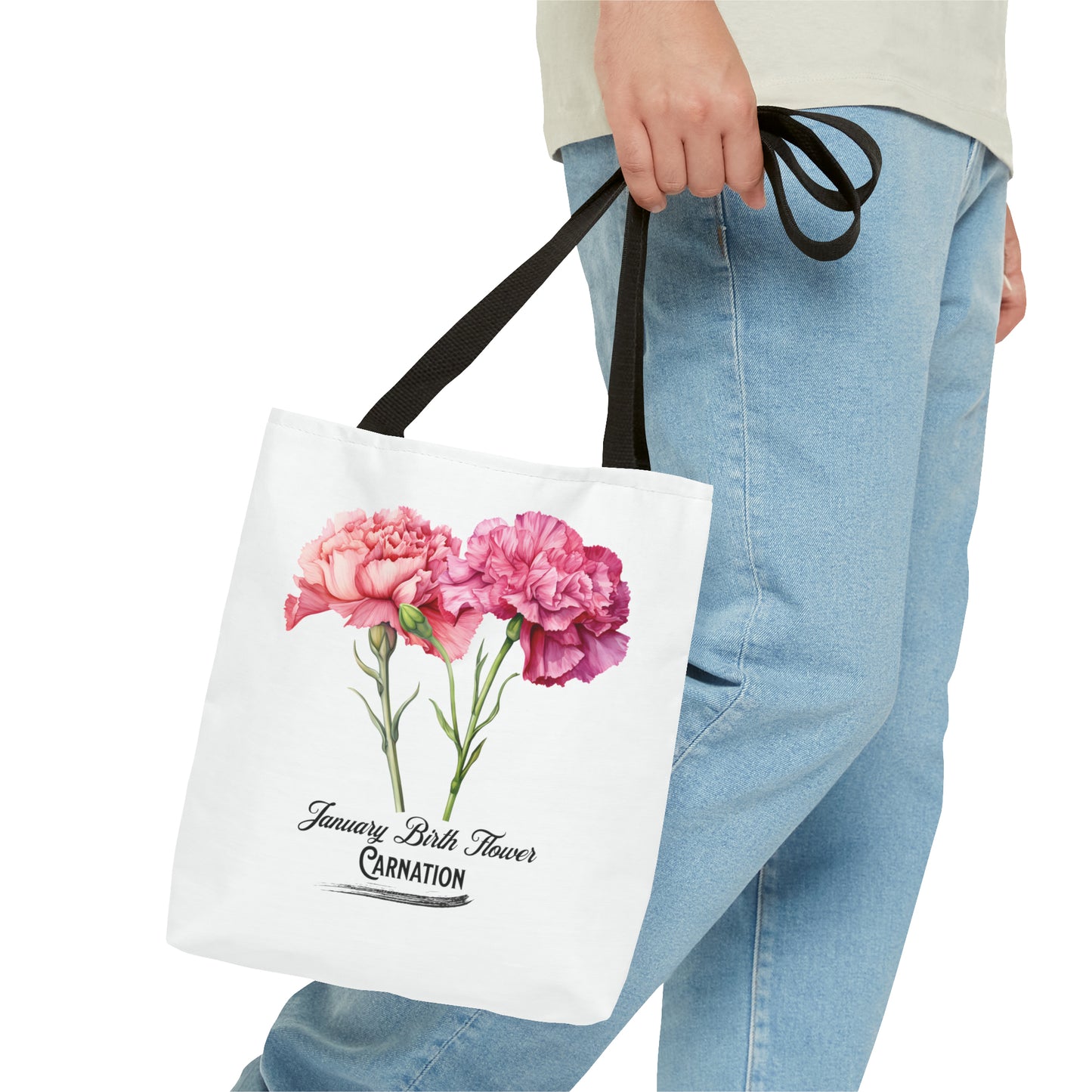 January Birth Flower: Carnation - Tote Bag (AOP)