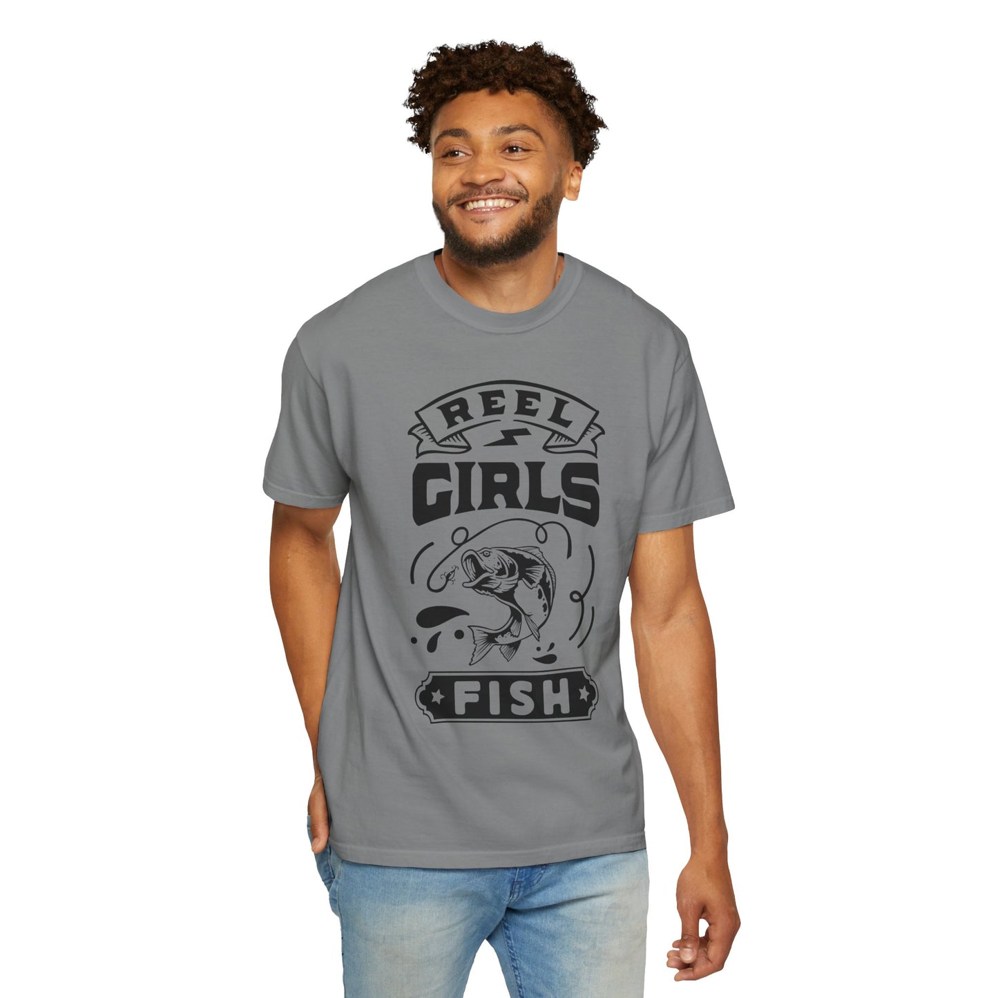 Reel girls fish: Unisex Garment-Dyed T-shirt