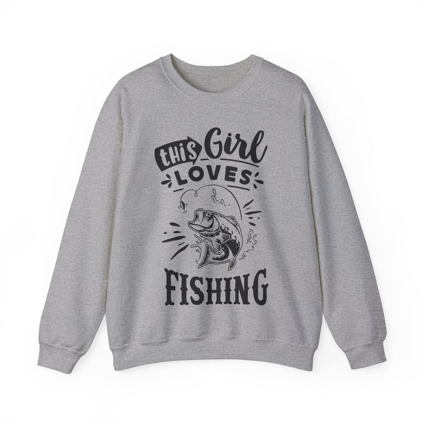 This girl loves fishing - Unisex Heavy Blend™ Crewneck Sweatshirt