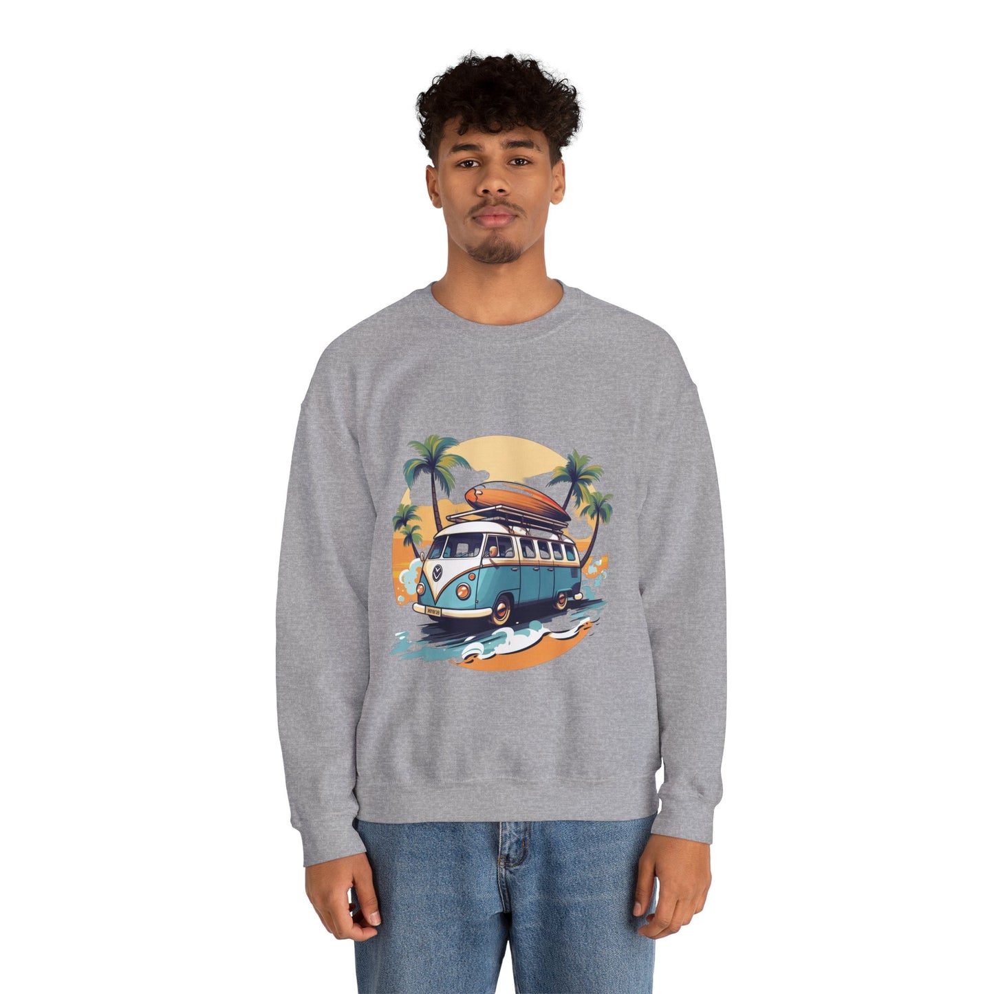 Retro Surf Van - Unisex Heavy Blend™ Crewneck Sweatshirt