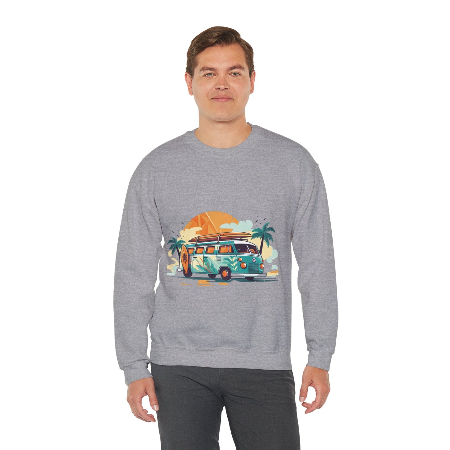 Retro Surf Van - Unisex Heavy Blend™ Crewneck Sweatshirt