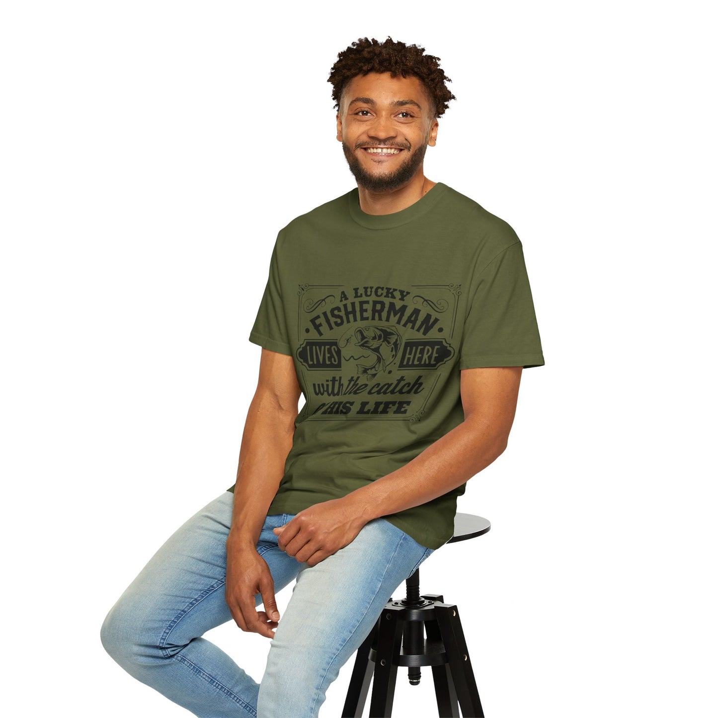 Fisherman lives here: Unisex Garment-Dyed T-shirt