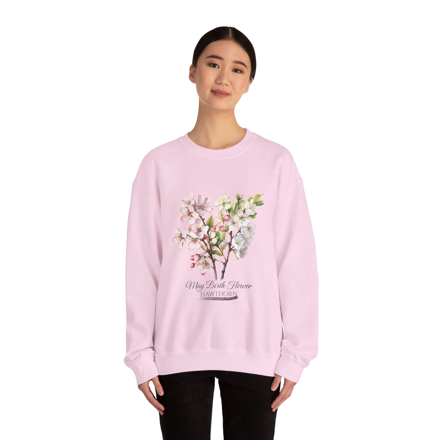 May Birth Flower (Hawthorn) - Unisex Heavy Blend™ Crewneck Sweatshirt