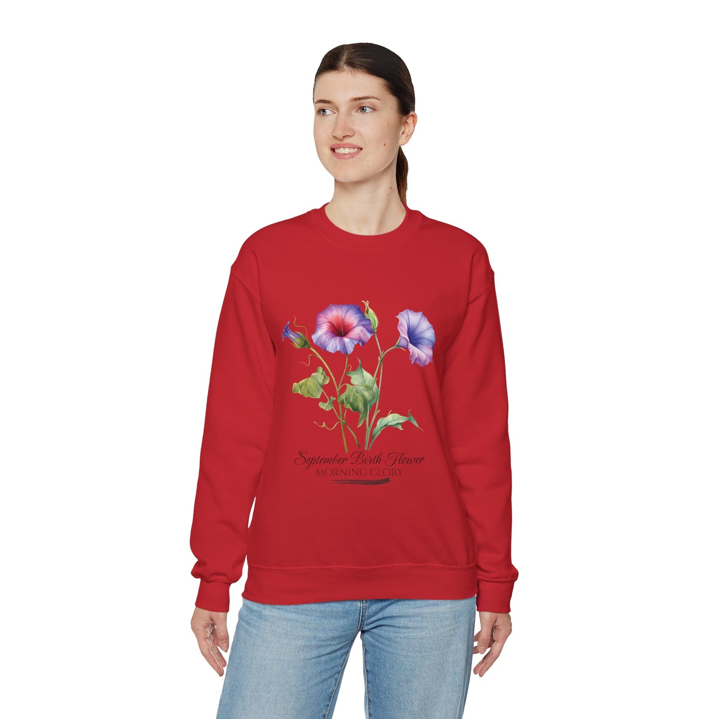 September Birth Flower (Morning Glory) - Unisex Heavy Blend™ Crewneck Sweatshirt