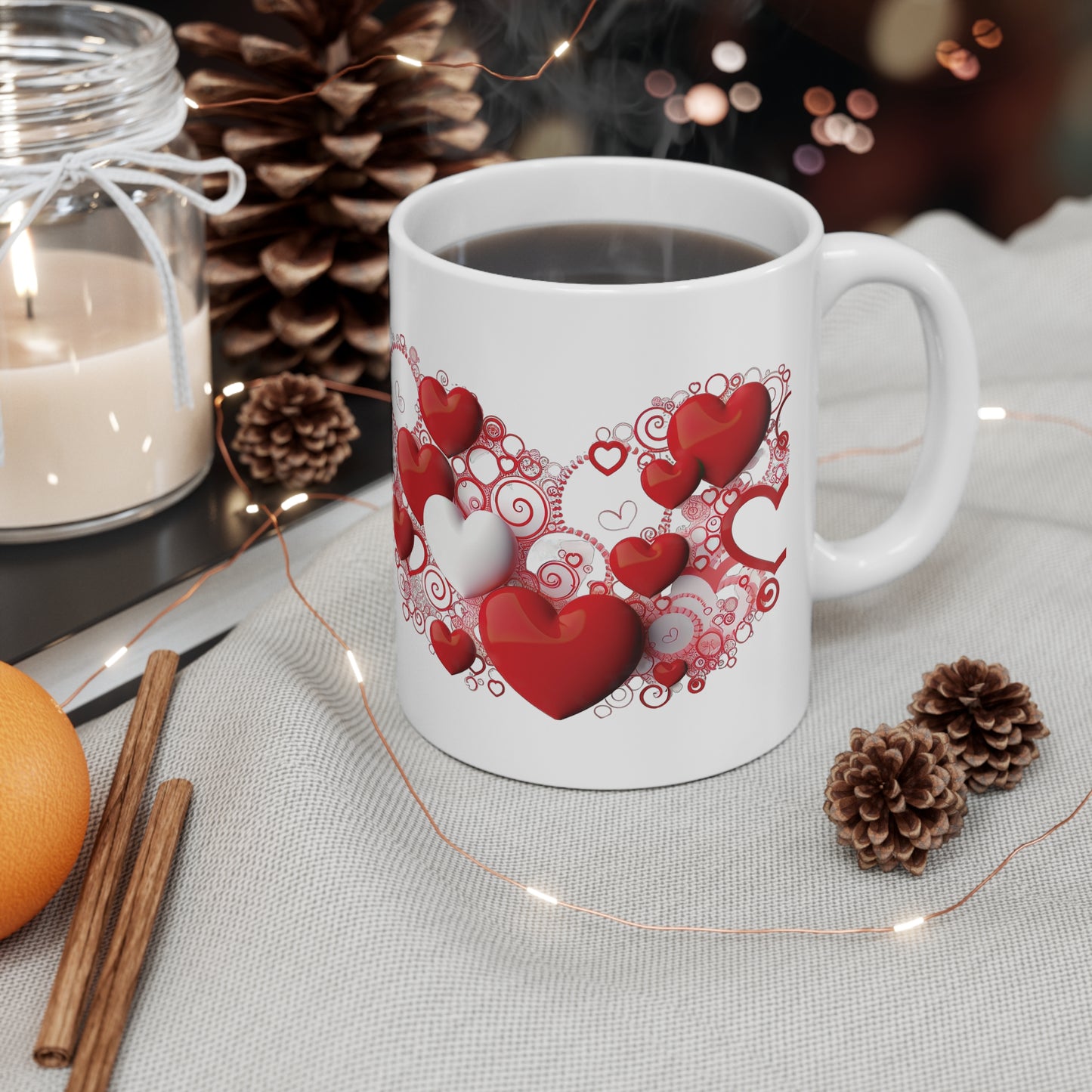 Valentine's Love & Hearts: Ceramic Mug 11oz