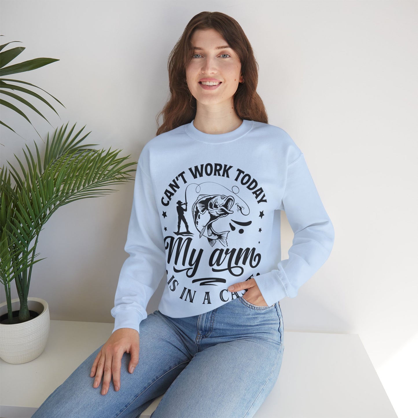 Can't work today, my arm is in a cast - Unisex Heavy Blend™ Crewneck Sweatshirt