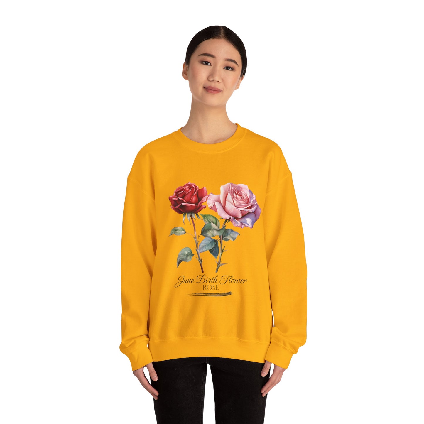 June Birth Flower (Rose) - Unisex Heavy Blend™ Crewneck Sweatshirt