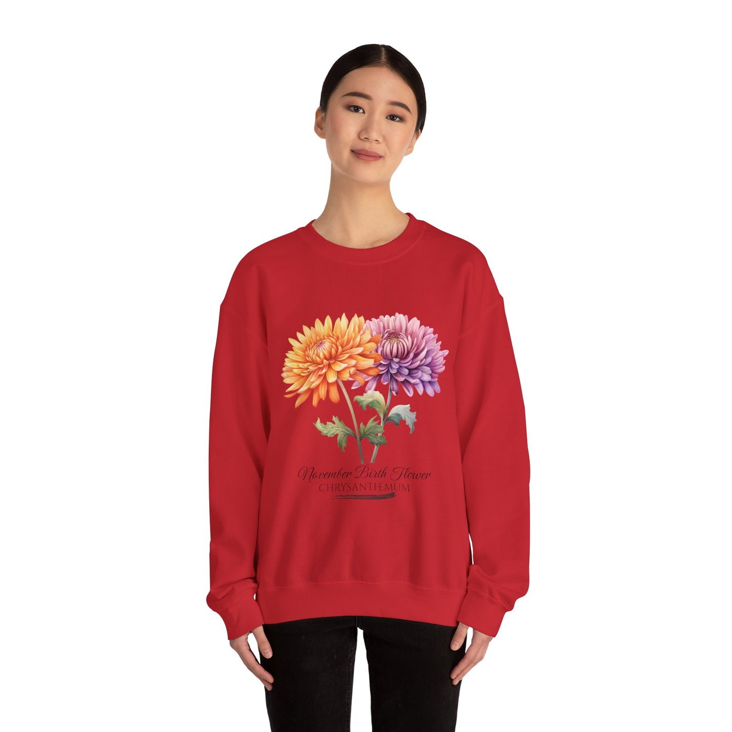 November Birth Flower (Chrysanthemum) - Unisex Heavy Blend™ Crewneck Sweatshirt