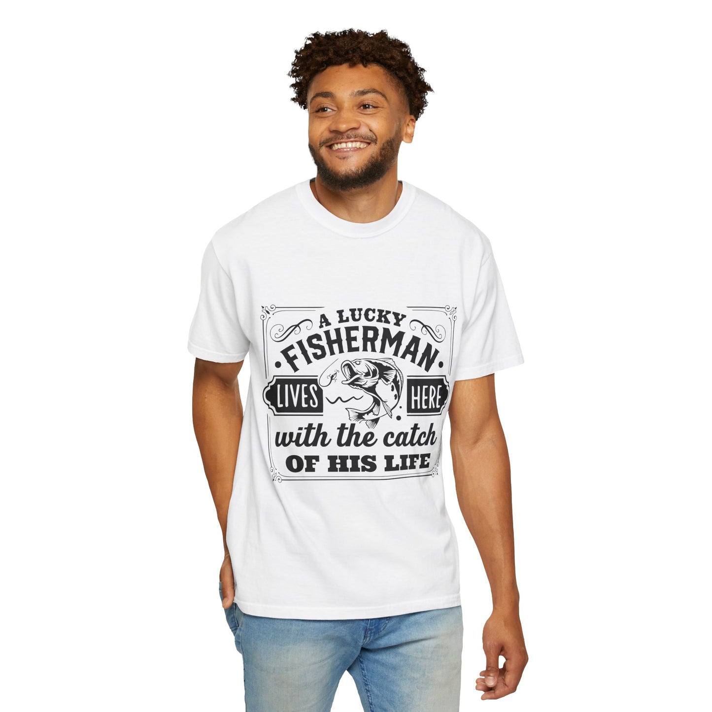 Fisherman lives here: Unisex Garment-Dyed T-shirt