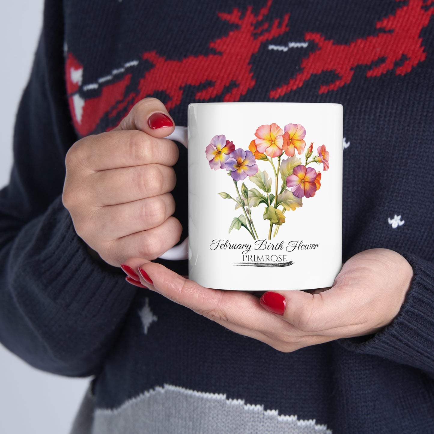 February Birth Flower (Primrose): Ceramic Mug 11oz