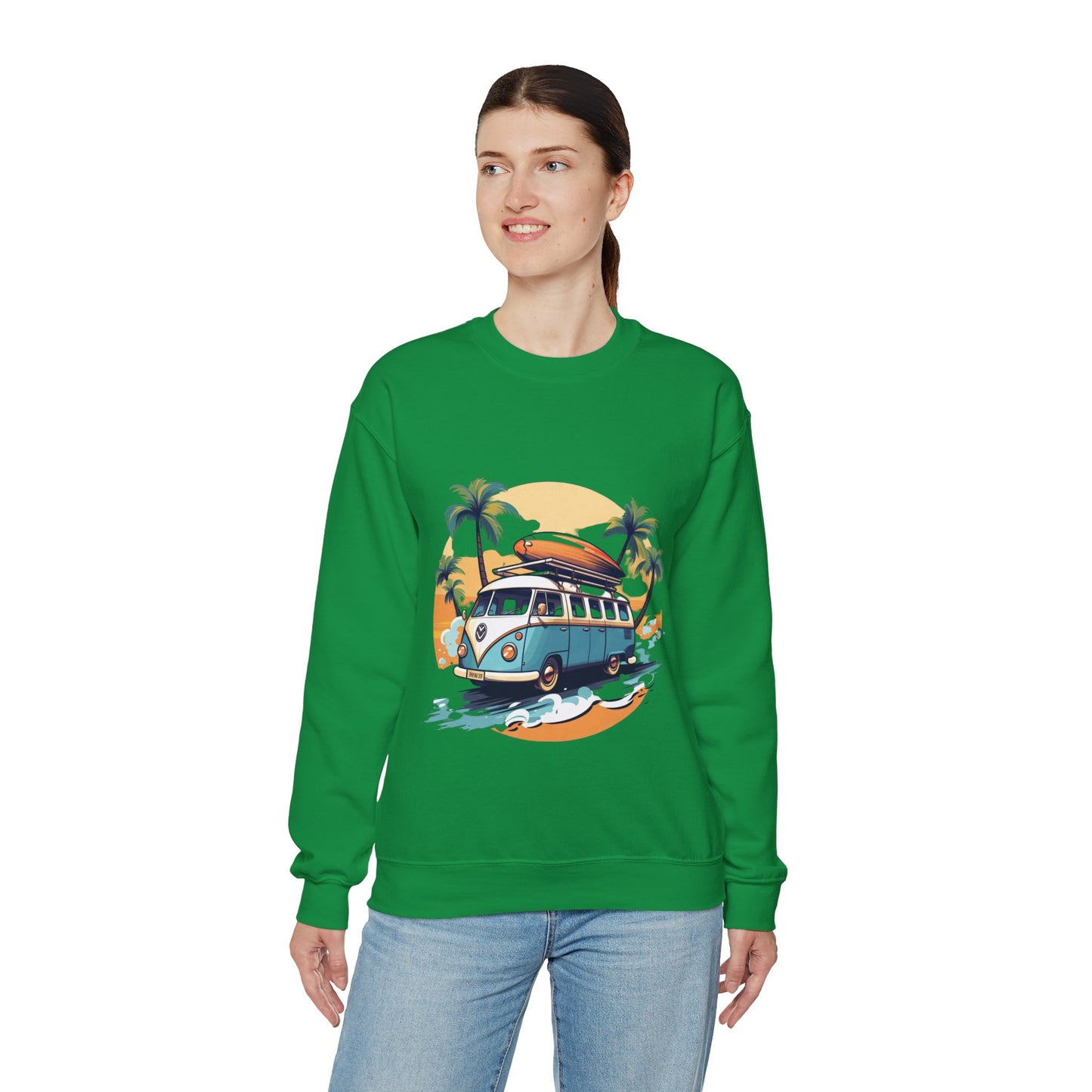 Retro Surf Van - Unisex Heavy Blend™ Crewneck Sweatshirt