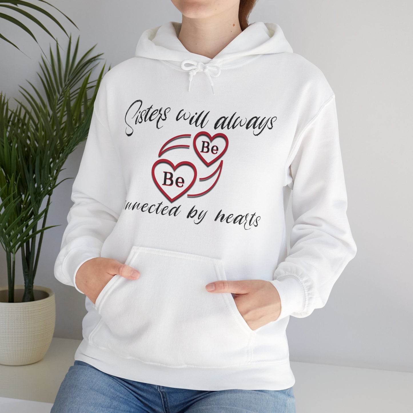 Sisters will always be connected by hearts - Unisex Heavy Blend™ Hooded Sweatshirt