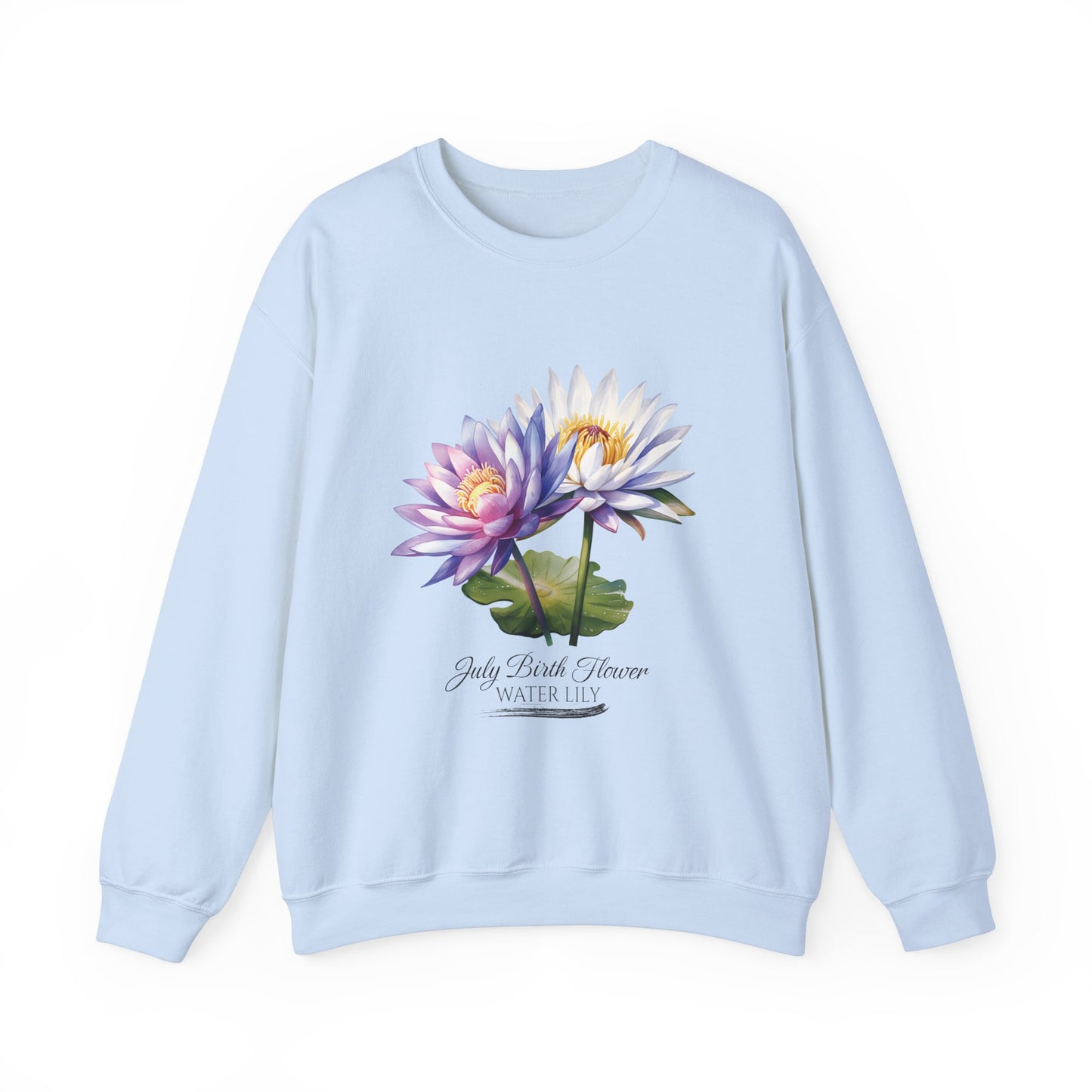 July Birth Flower (Water Lily) - Unisex Heavy Blend™ Crewneck Sweatshirt